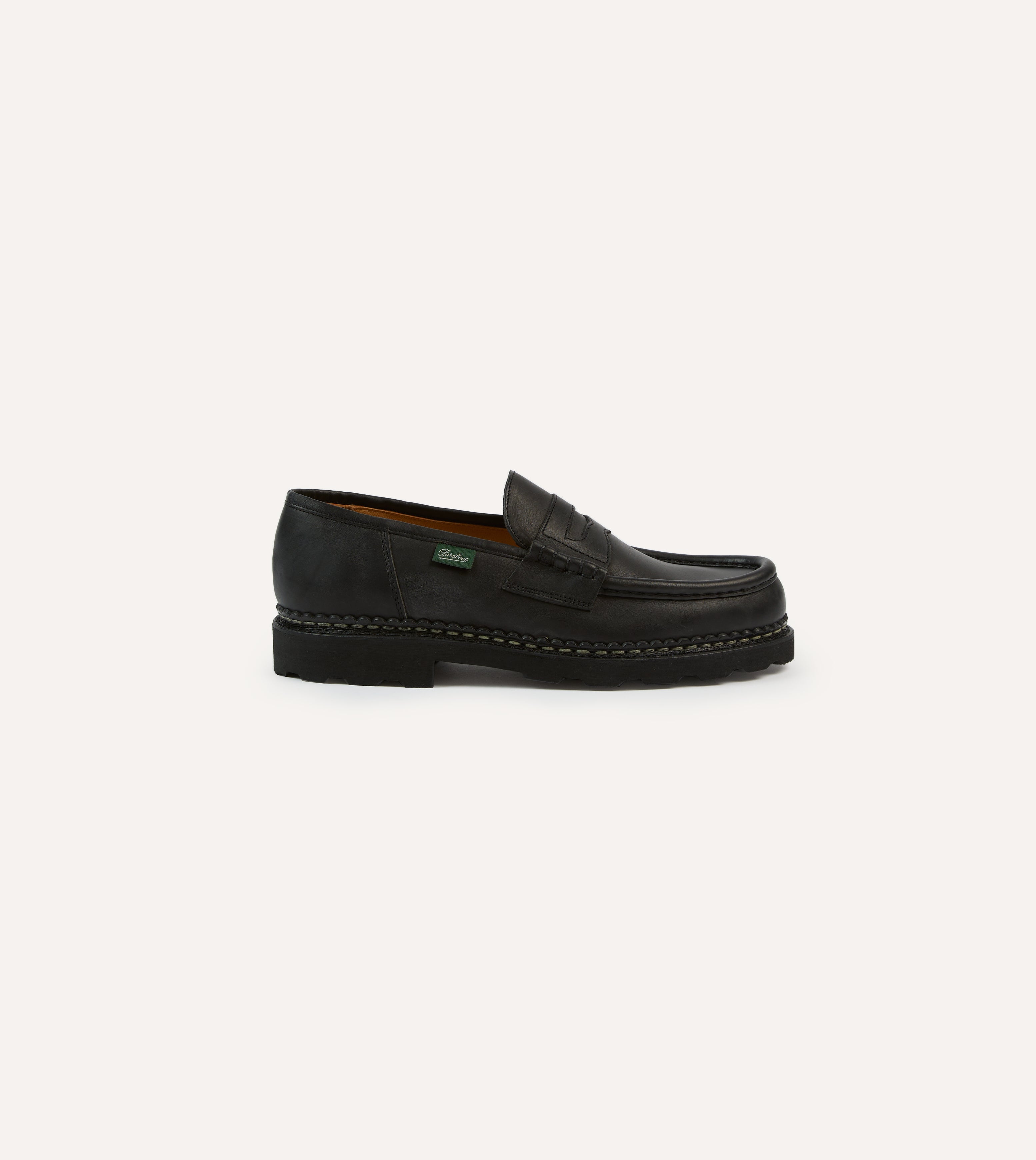 Paraboot Reims Black Leather Loafers for Men - Classic Comfortable Slip-On Shoes for Business Casual & Office Wear