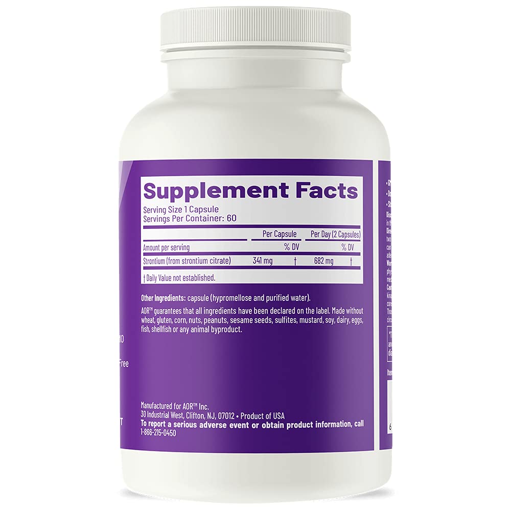 Strontium Support II - Vegan & Non-GMO Bone Health Supplement with AOR, 60 Capsules - Supports Strong Bones for Active Lifestyles & Aging Adults