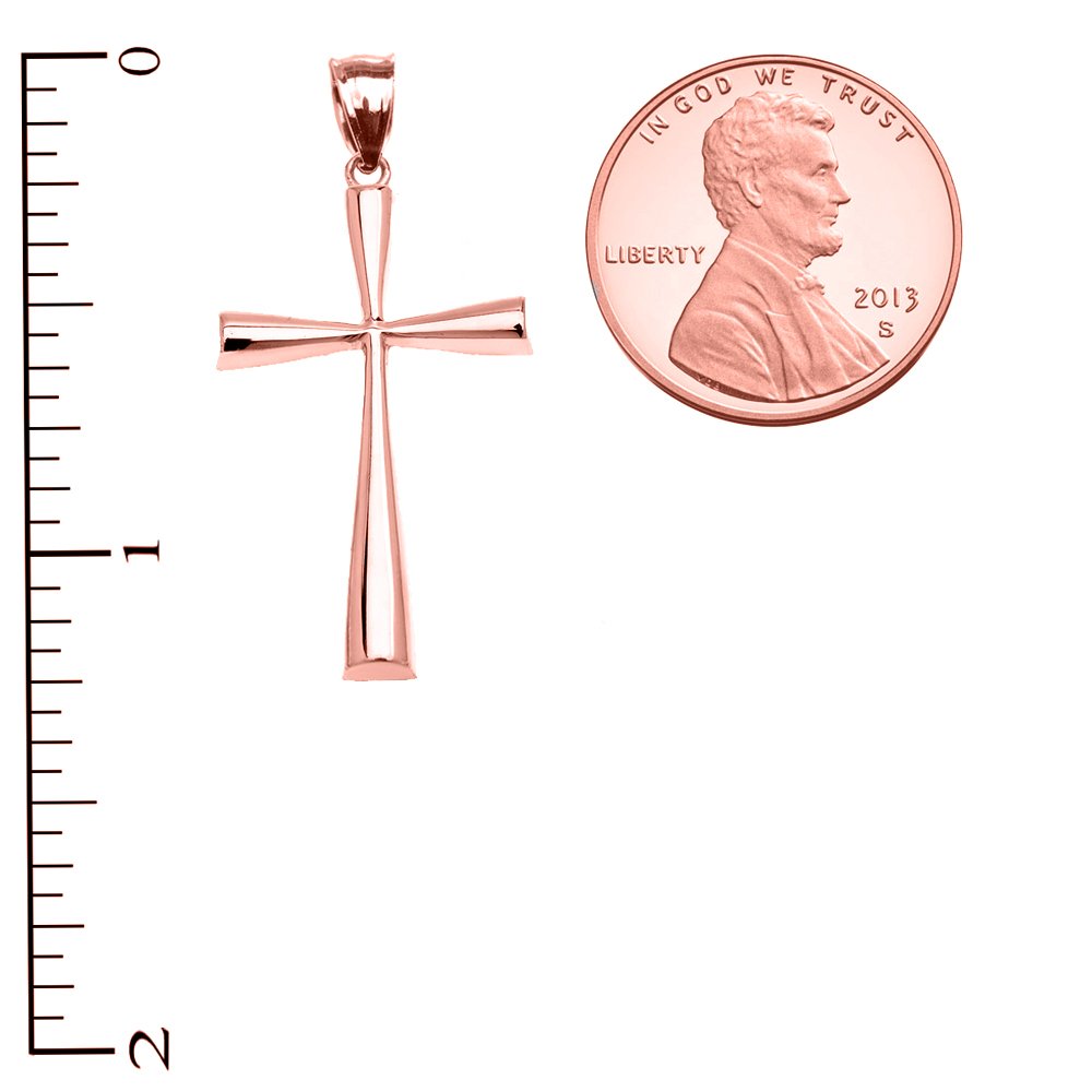 14K Rose Gold Dainty Cross Pendant - Elegant Religious Jewelry for Women, Perfect for Daily Wear, Church, Baptism & Special Occasions
