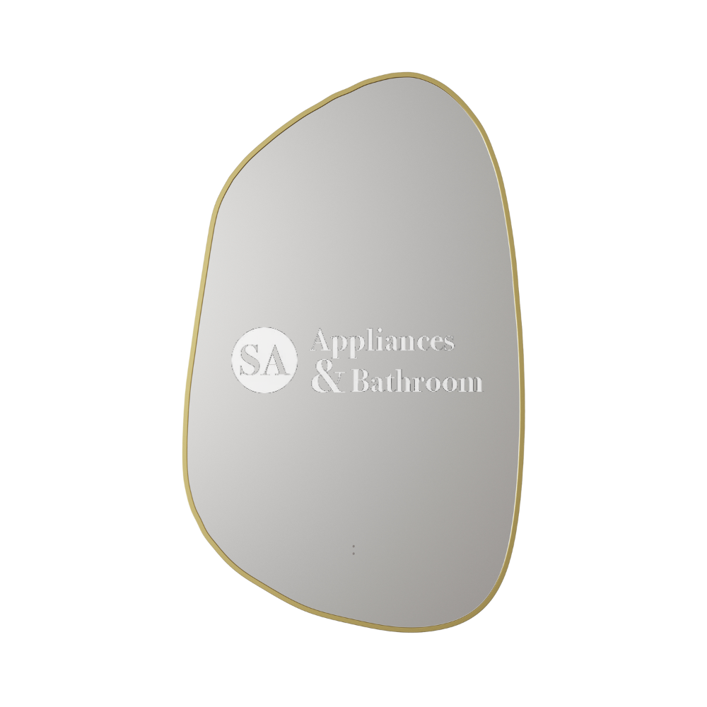 Aulic Tarcoola Modern Asymmetric LED Bathroom Mirror with Brushed Gold Frame - 550 x 900mm (LMTAR 550 BG) - Perfect for Vanity, Makeup, and Contemporary Bathroom Decor