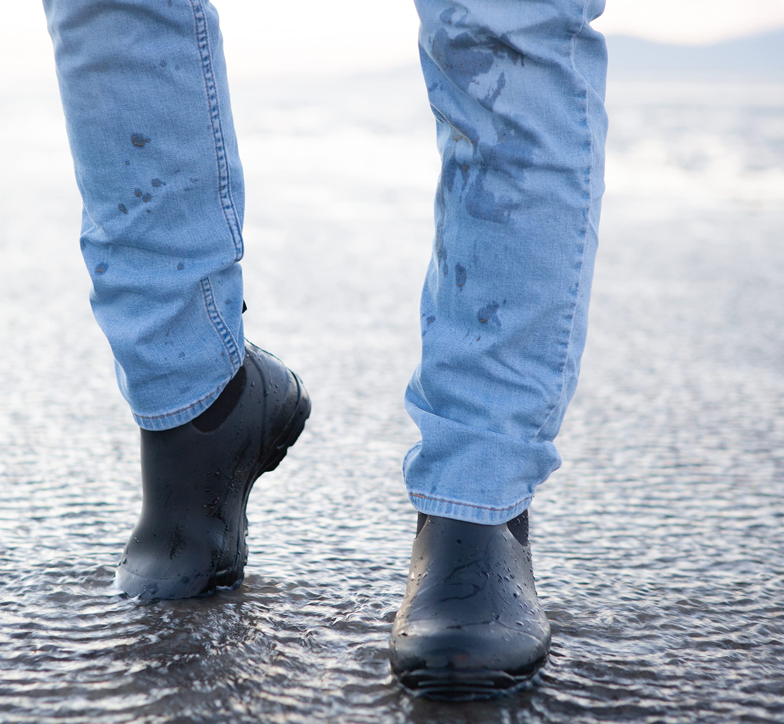 Pemberton Men's Waterproof Slip-On Rain Boots - Comfortable & Durable for Outdoor Work, Hiking & Wet Weather