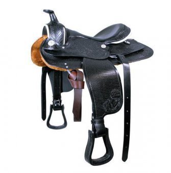 Premium Black Western Saddle for Shetland Ponies - Durable & Comfortable Riding Gear for Trail Rides, Shows & Training