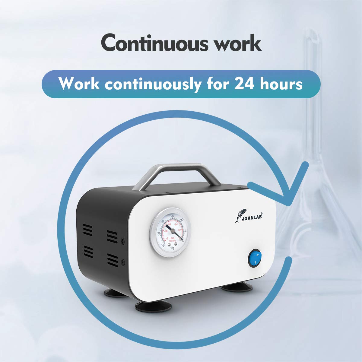 JOANLAB Oil-Free Vacuum Diaphragm Pump for Laboratory Filtration - 15L/min Flow Rate with Rubber Tubing | Ideal for Chemistry Experiments, Water Testing & Scientific Research