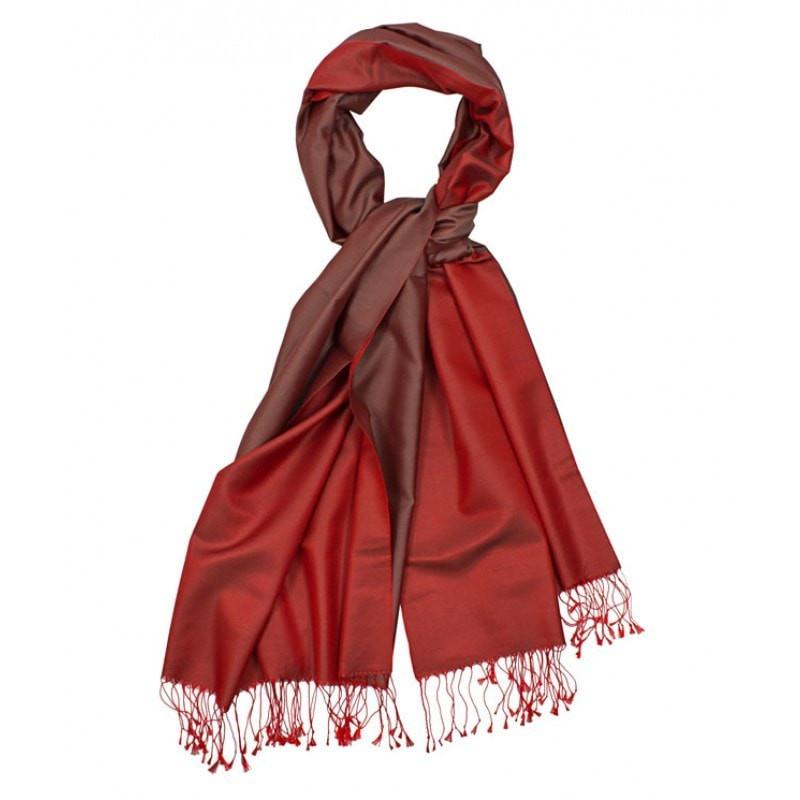 Aker Spring Summer 2014 Double Sided Silk Shawl Scarf - Red & Burgundy Colors - Perfect for Weddings, Parties, and Evening Events