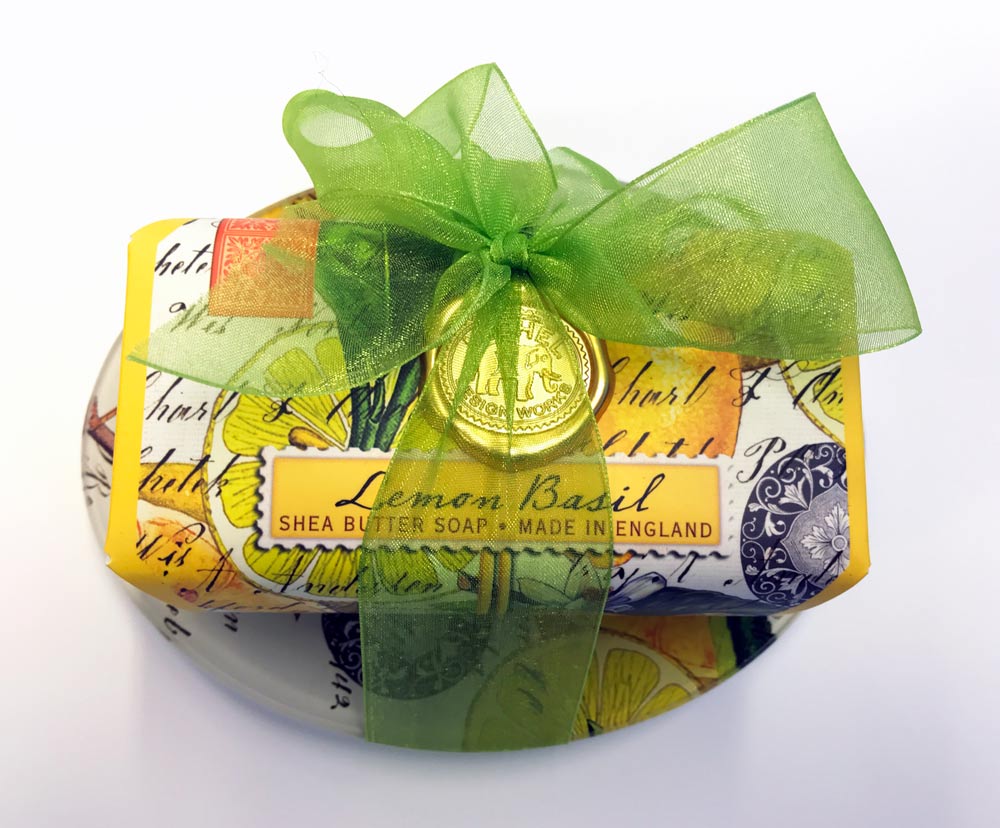 Refreshing Lemon Basil Handmade Soap with Bamboo Soap Dish Set | Natural Glycerin Soap Gift for Women & Men | Perfect for Bathroom, Spa, and Luxury Home Decor