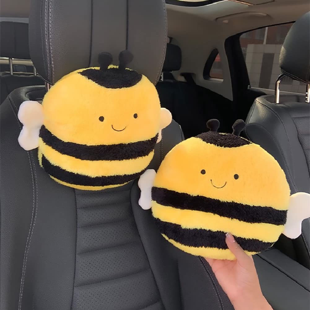 Comfortable Car Headrest Pillow - Soft Bee Neck Pillow for Driving, Seat Belt Cover Shoulder Pad & Head Rest Cushion (1PCS) - Perfect for Long Road Trips & Commuting