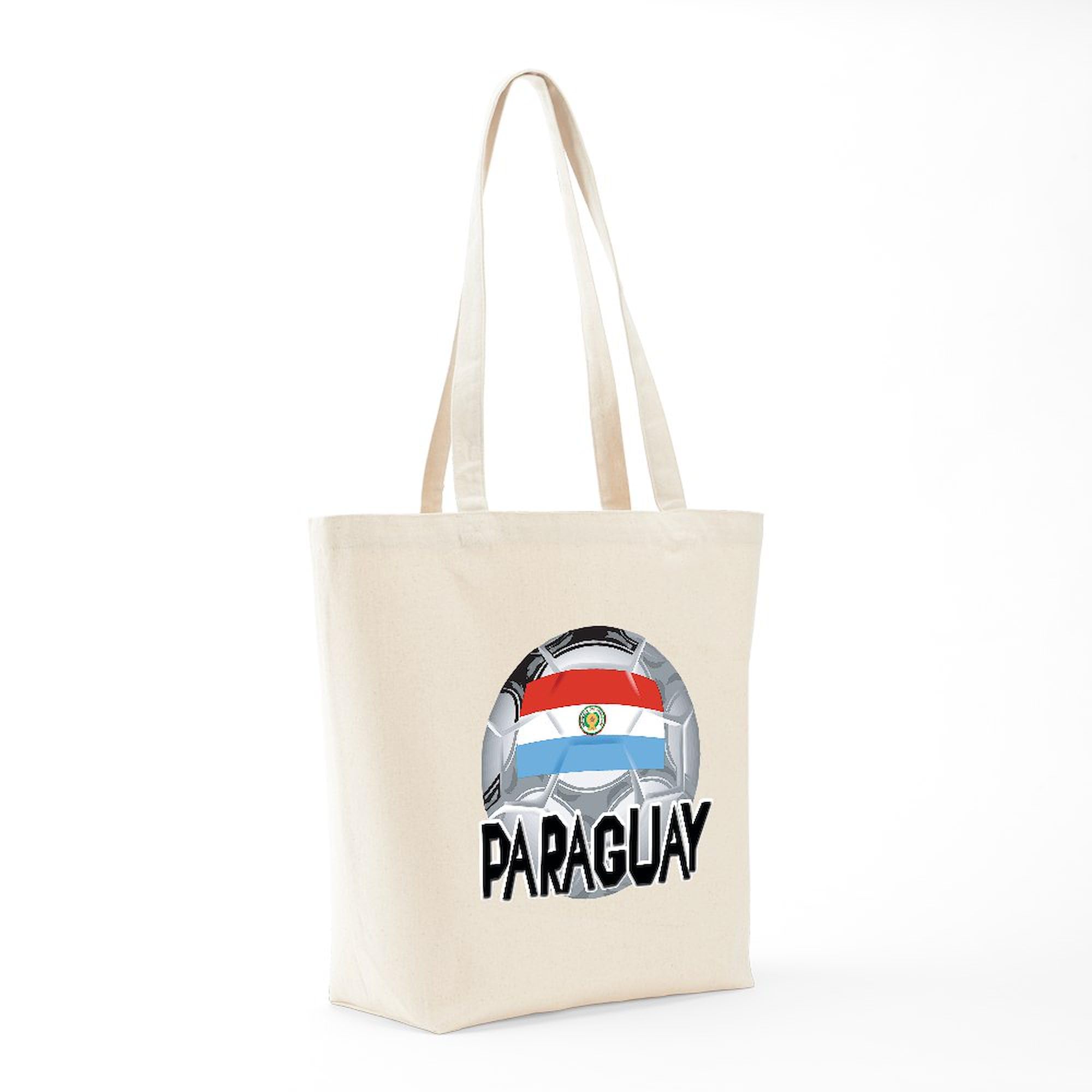 Paraguay Soccer Tote Bag - Natural Canvas Reusable Shopping Bag for Groceries, Beach & Fan Gear | Eco-Friendly & Durable