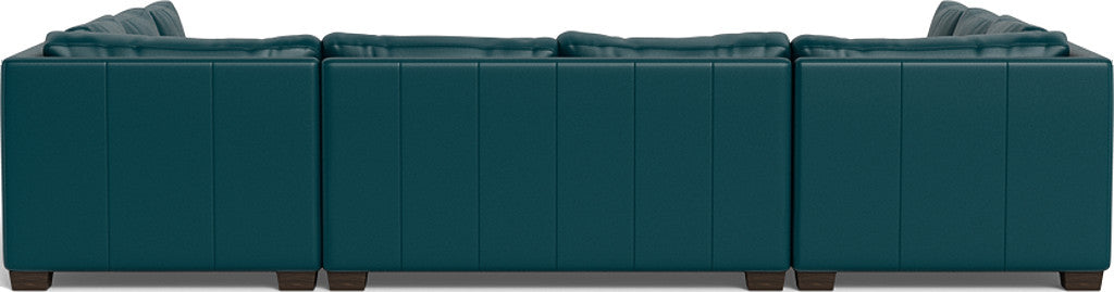Luxury Track 141 Leather Corner Sofa U Sectional - Modern U-Shaped Couch for Living Room, Home Theater & Lounge - Genuine Leather Recliner Sofa Set with Ottoman