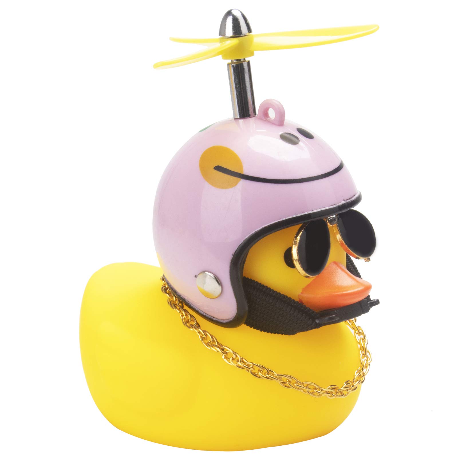 Wonuu Cute Yellow Rubber Duck Car Decor with Propeller - Pink Smile Dashboard Ornament for Cars, Trucks & SUVs - Fun Gift for Kids & Car Enthusiasts