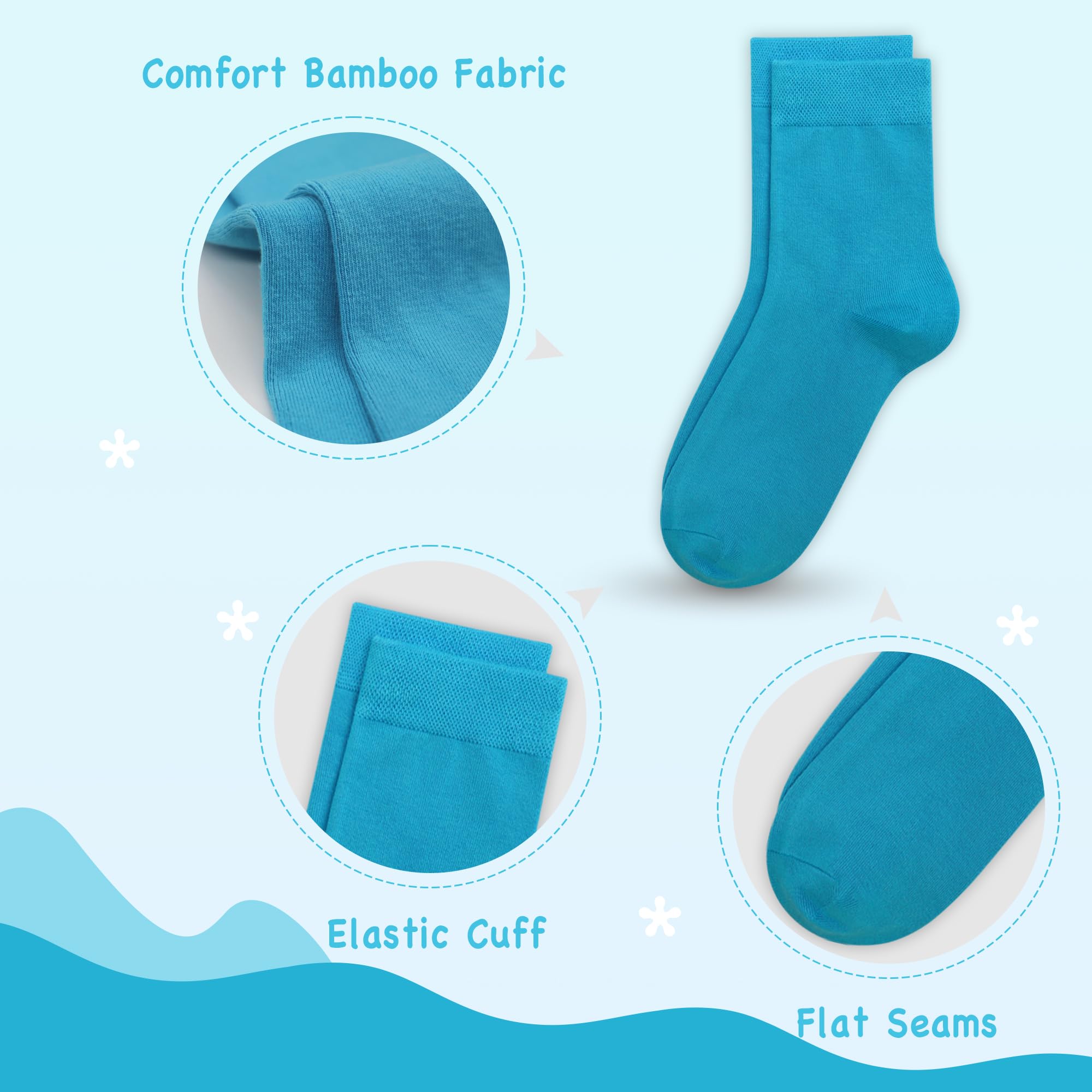 Soft Combed Cotton Kids Crew Socks - Stretchy School Uniform Socks for Boys & Girls - Perfect for Daily Wear, Dress Shoes & Sports Activities