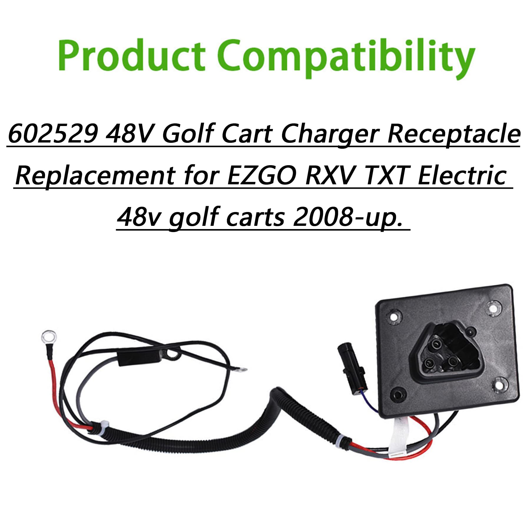 ALL-CARB 48V Golf Cart Charger Receptacle 602529 - Replacement for EZGO RXV & TXT Models | Compatible with Delta-Q Chargers | Perfect for Home, Golf Course & RV Use