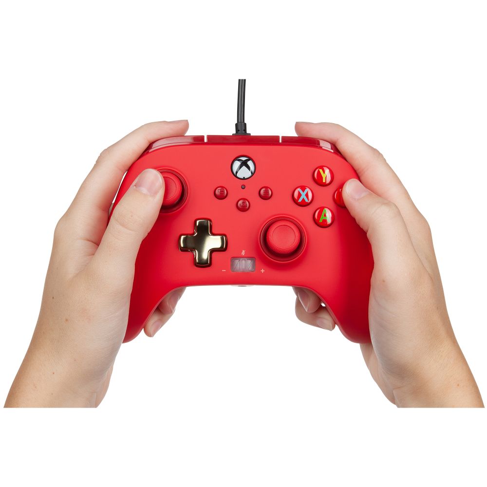 PowerA Xbox Series X|S Enhanced Wired Controller - Bold Red Gaming Pad with Dual Vibration Motors & 3.5mm Audio Jack - Perfect for Competitive Gaming & Long Play Sessions