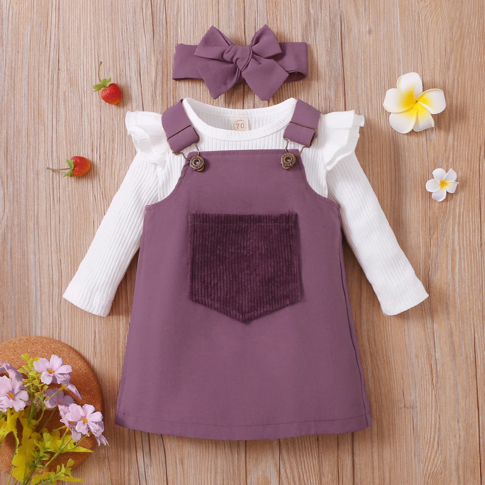Mubineo 3-Piece Newborn Baby Girl Outfit Set - Bodysuit, Romper, Dress & Headband - Soft & Comfortable Baby Clothes for Photos, Parties & Daily Wear
