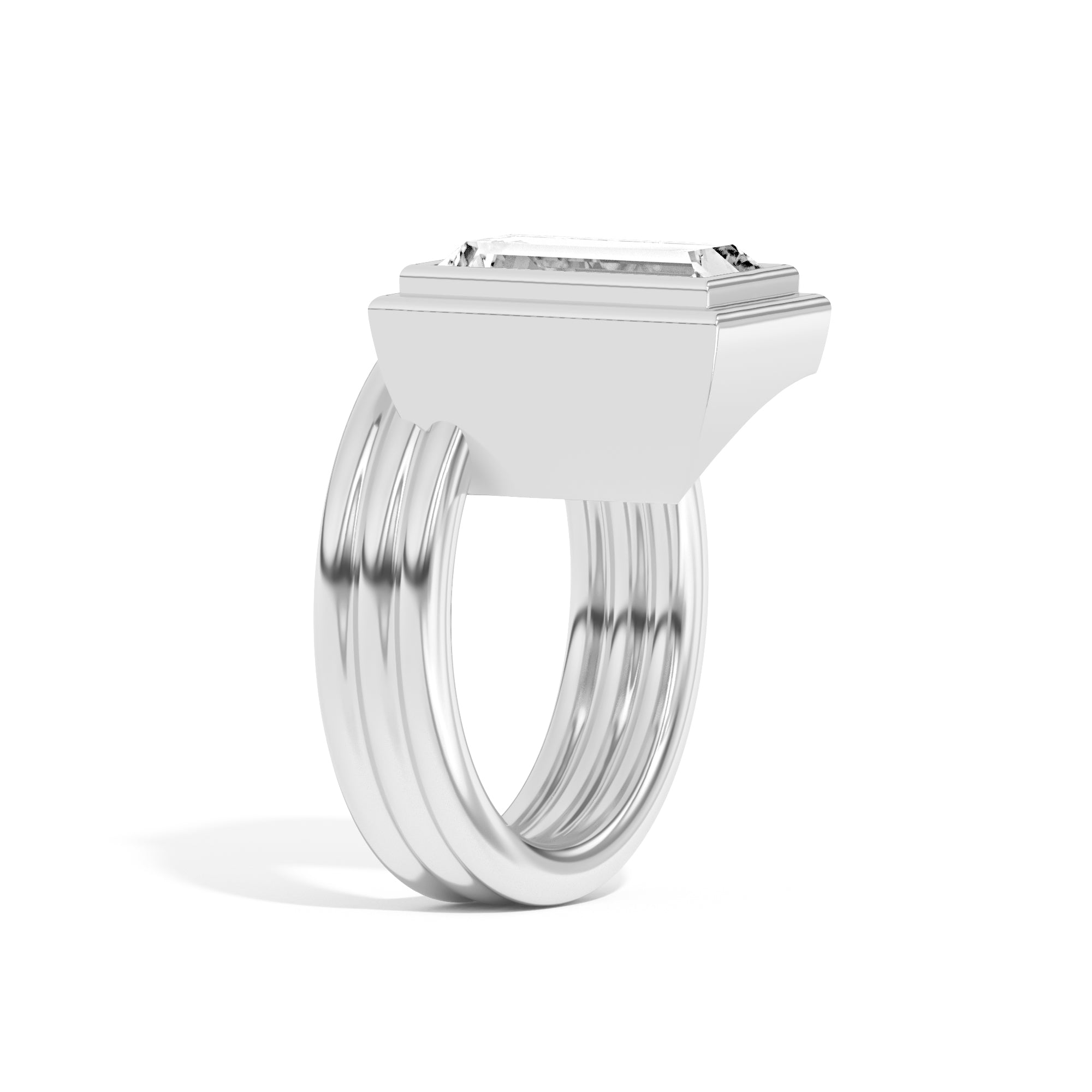 Scarpa Baguette Offset Double Bezel Ring - Elegant Stackable Gold Plated Ring for Women, Perfect for Everyday Wear, Anniversary Gifts & Special Occasions