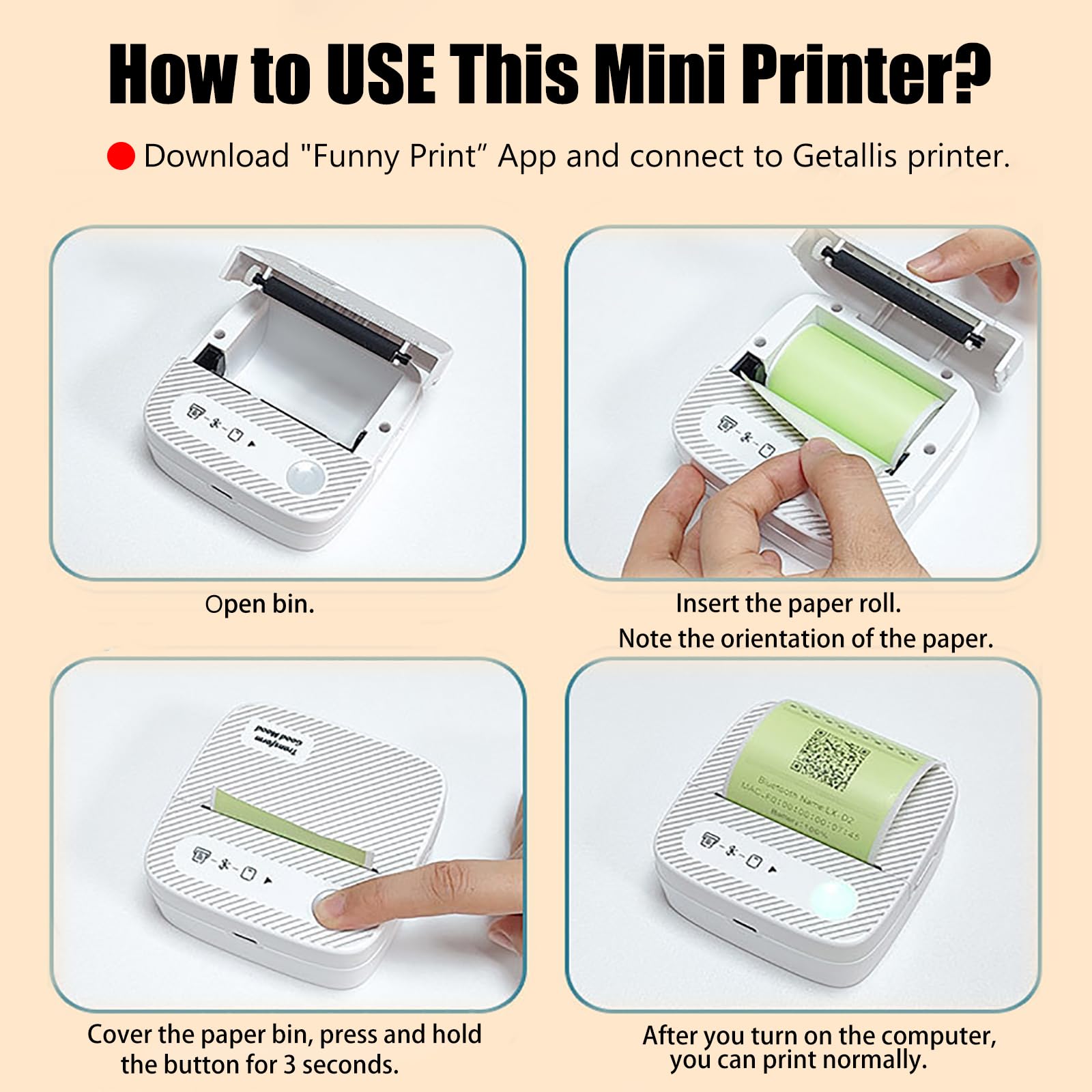 Portable Mini Sticker Printer - Wireless Bluetooth Inkless Printer for iPhone & Android | DIY Sticker Maker for Notes, Journals, Labels & Kids Crafts | Perfect for Scrapbooking, Planner Decoration & School Projects | App-Controlled Smart Label Printer