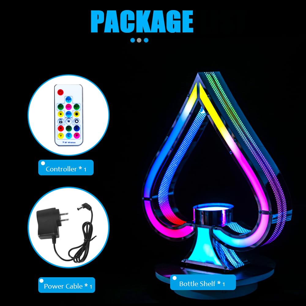 LED Lighted Liquor Bottle Display Shelf - Ace of Spades Champagne VIP Bottle Presenter with Sparklers | Premium Champagne Display Stand for Bars, Hotels, Nightclubs & Private Parties | Perfect for VIP Bottle Service, Celebrations & Special Events