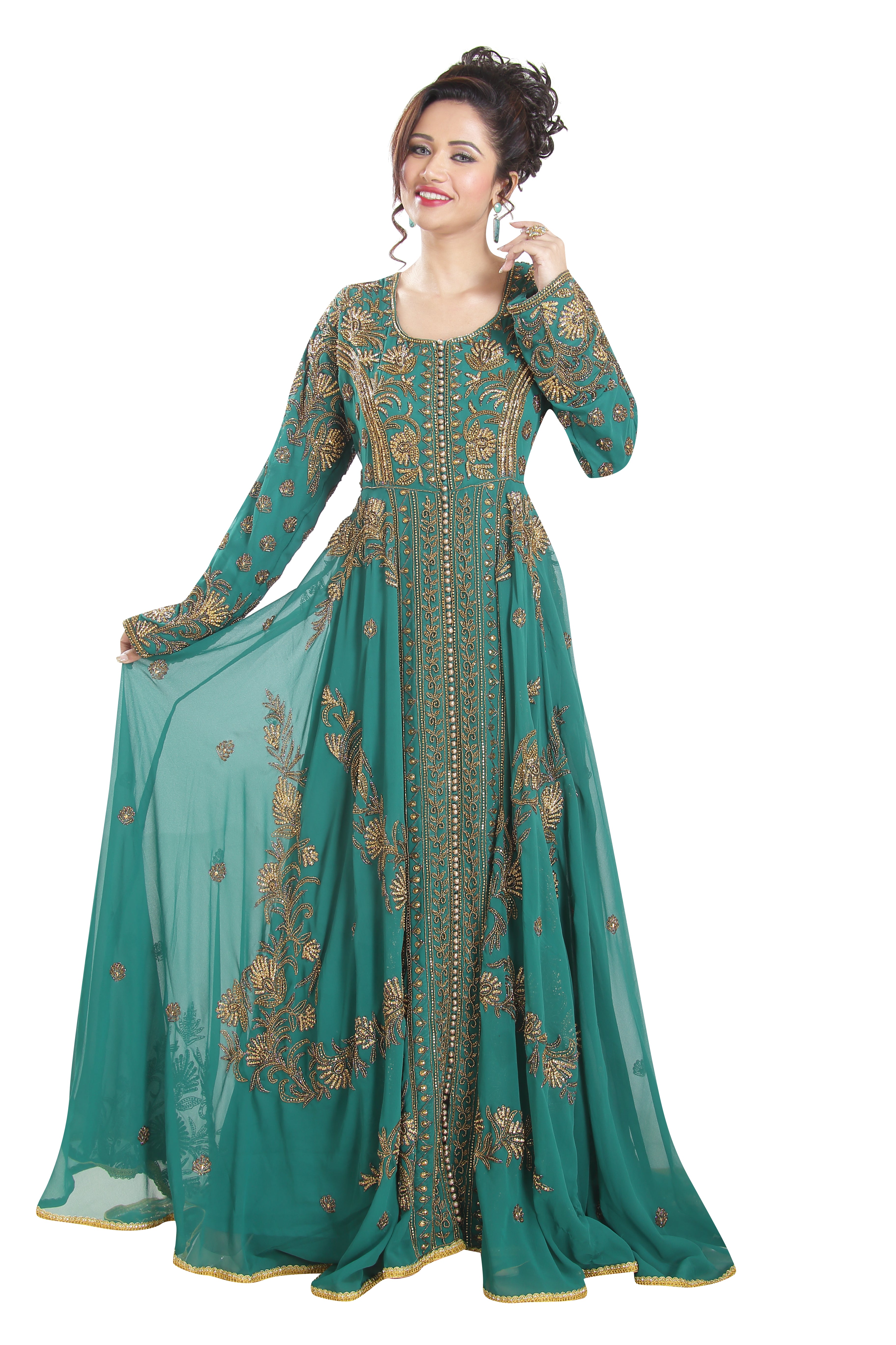 Elegant Embroidered Kaftan Ball Gown - Oriental Robe Dress for Women | Perfect for Weddings, Parties & Special Occasions