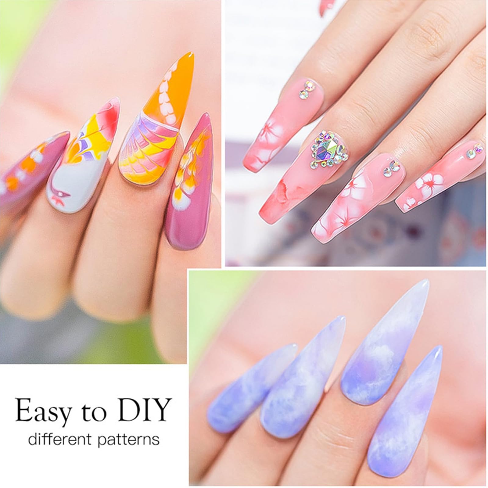 Clear Blooming Gel Nail Polish for Marble & Gradient Nail Art - UV/LED Cured Spreading Effect Gel for Watercolor Manicure - DIY Nail Design Kit for Home Salon & Professional Use