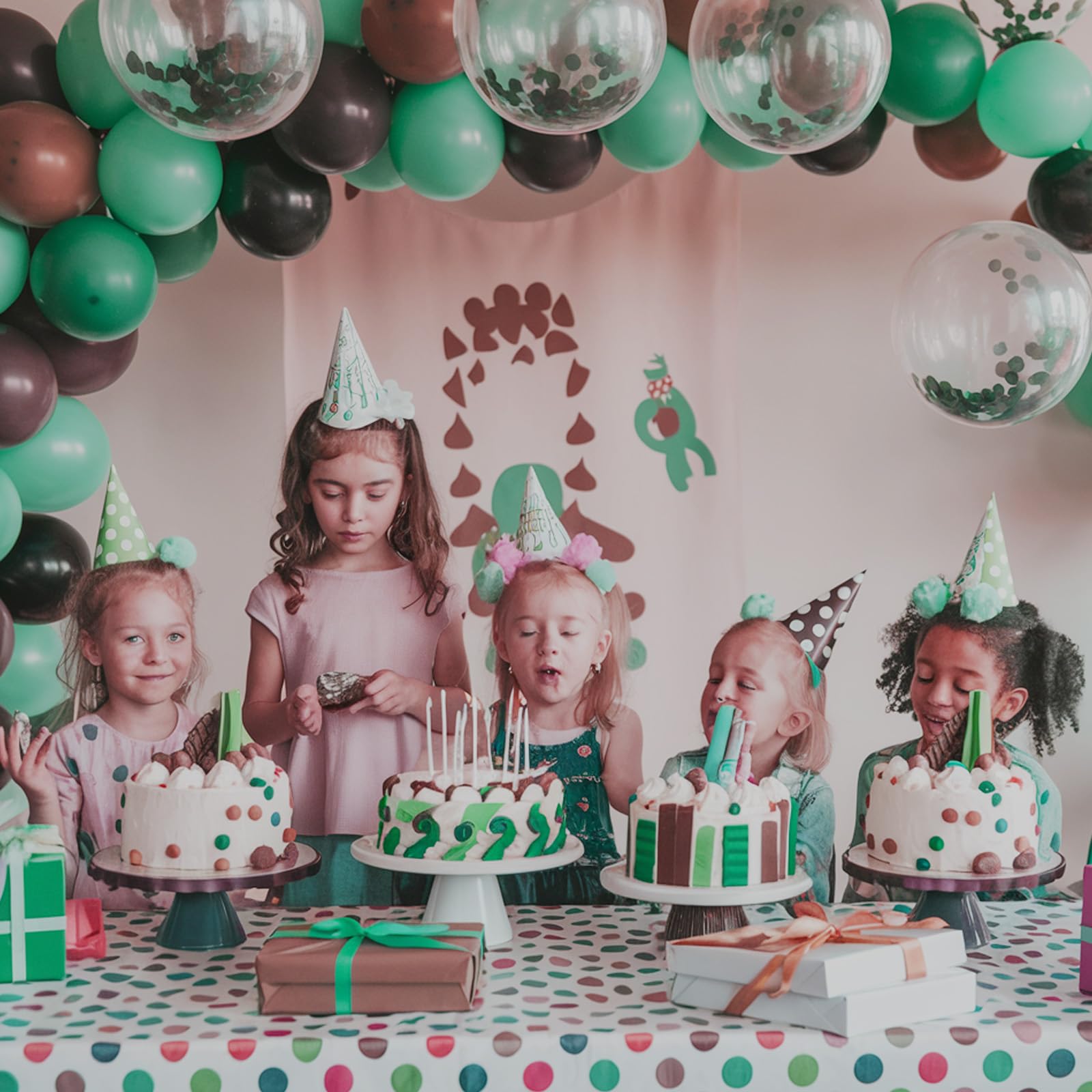 12 Inch Retro Green & Black Latex Balloons with Confetti - Jungle Safari Theme Party Decor for Baby Shower, Wedding, Graduation, Birthday | Perfect for Boys' Video Game Parties & Themed Events