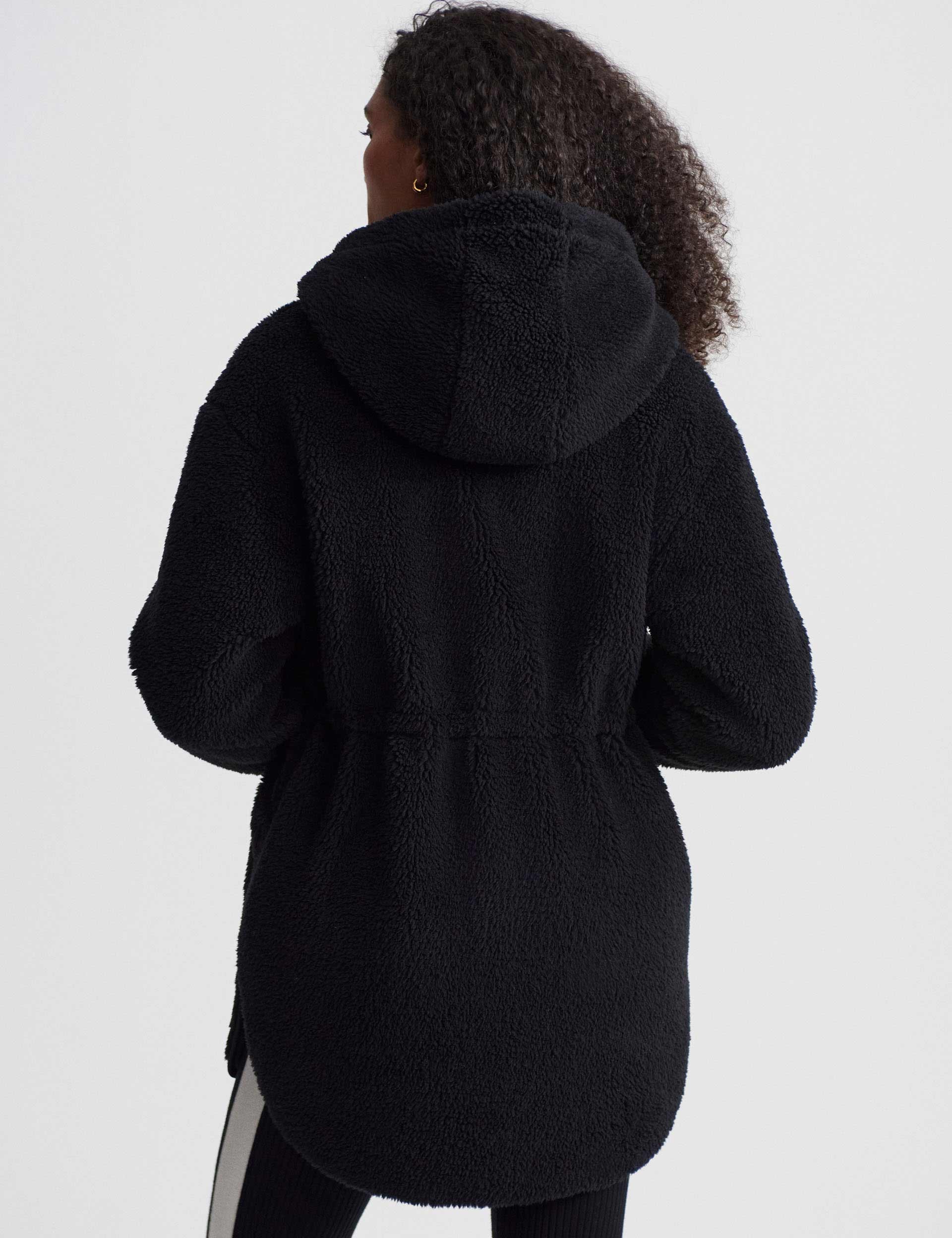 Lowens Sherpa Jacket for Women - Soft & Warm Winter Fleece Coat, Black | Cozy Outerwear for Casual Outings, Hiking & Cold Weather Fashion