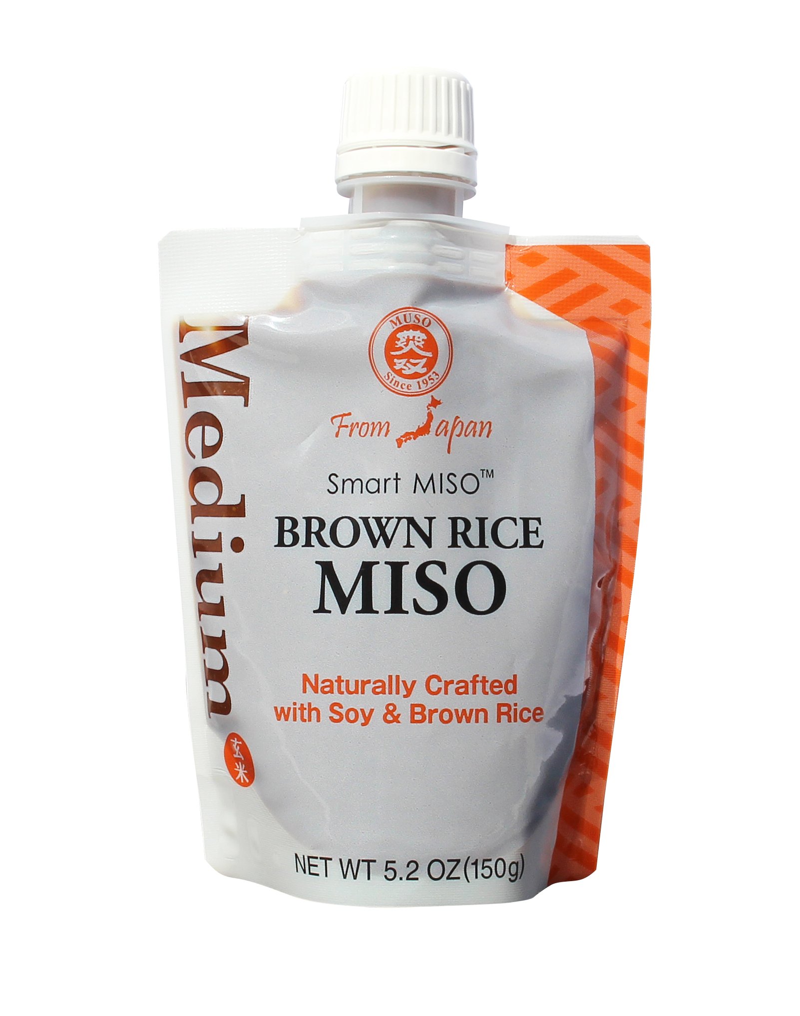Muso From Japan Smart Miso Medium Brown Rice Miso Paste - 5.2 Oz (150g) - Authentic Japanese Fermented Soybean Seasoning for Soups, Dressings & Marinades