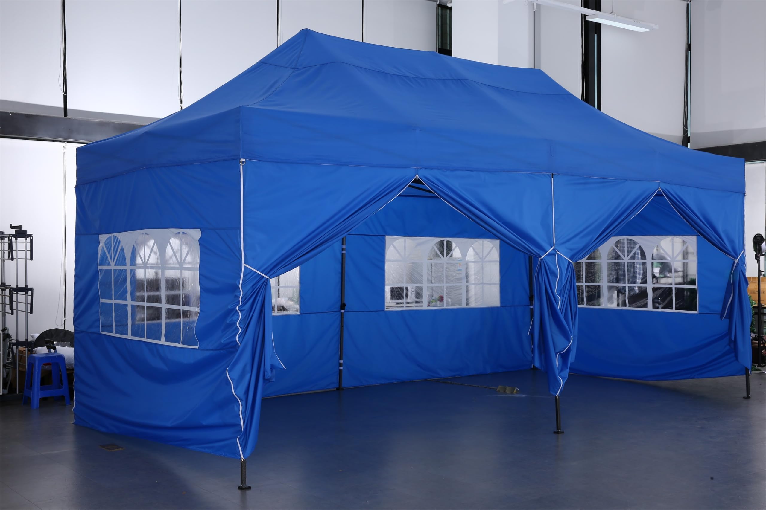 COBIZI 10x20ft Heavy Duty Commercial Pop Up Canopy Tent with 6 Waterproof Sidewalls - Portable Outdoor Gazebo for Parties, Events & Markets - Includes Wheeled Carry Bag (Khaki)