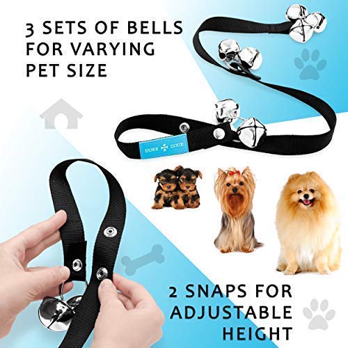 Duke & Dixie Dog Doorbells - 2 Pack Adjustable Pet Training Bells for Puppy Potty Training | Premium Quality Extra Large Loud Door Bells with Whistle | Perfect for Housebreaking Dogs & Teaching Outdoor Bathroom Habits