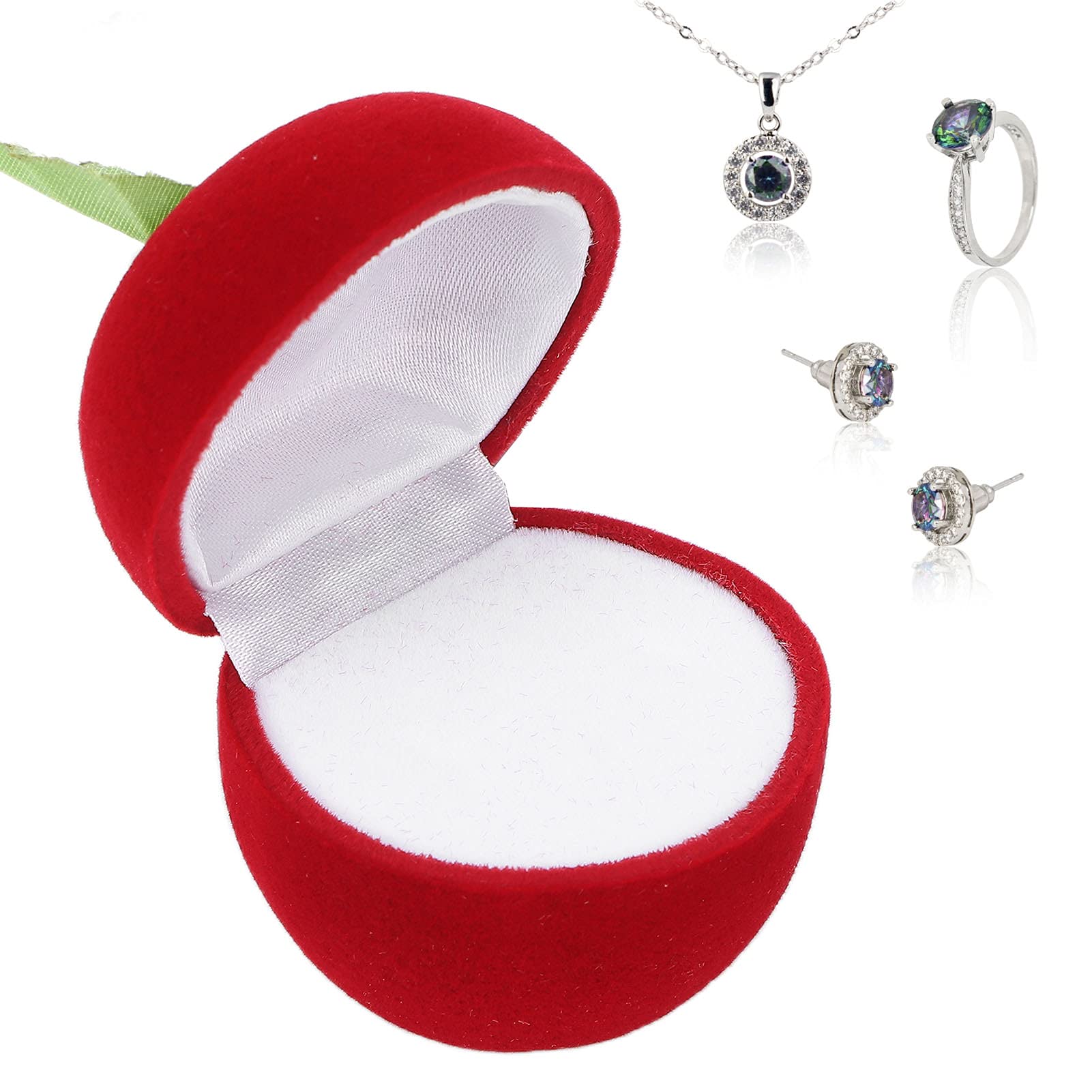 Flocked Velvet Ring Box for Wedding, Anniversary & Valentine's Day - Portable Jewelry Storage Case for Rings, Earrings & Necklaces - Perfect Gift Box for Bridal, Birthday & Romantic Occasions