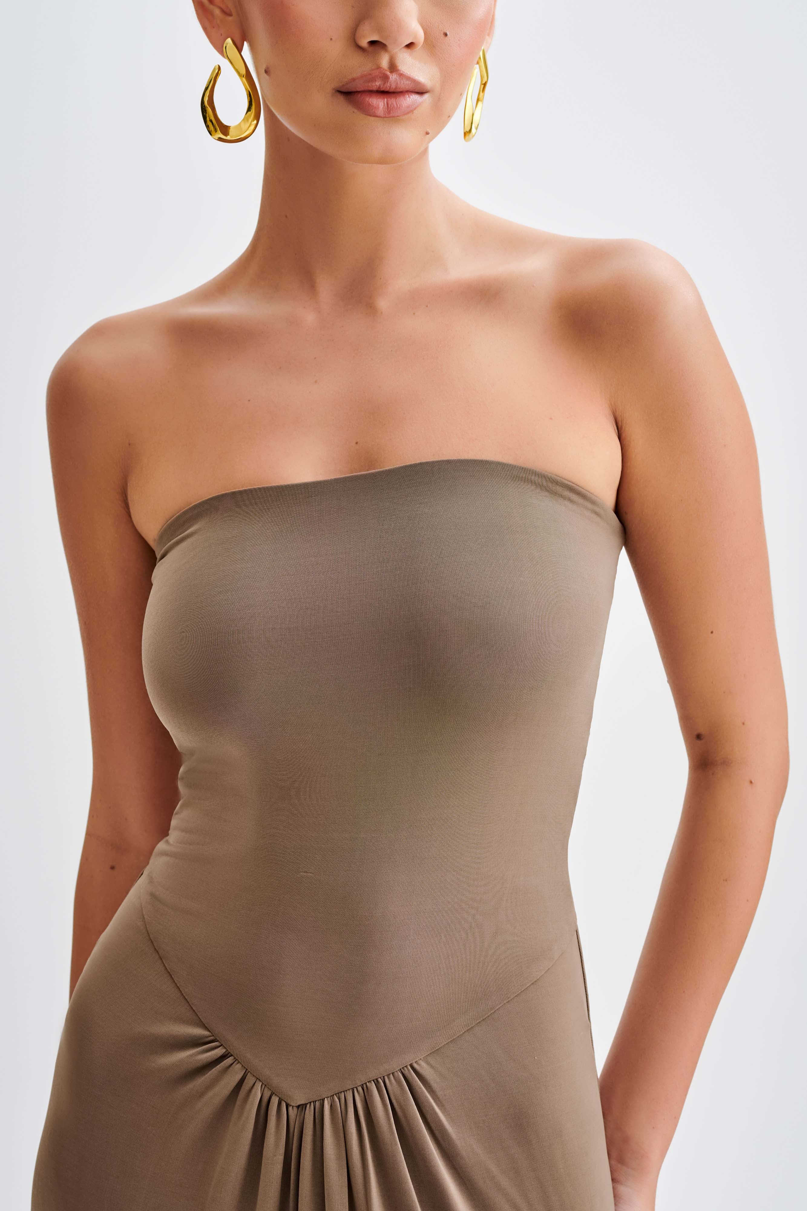 Ruby Strapless Slinky Maxi Dress by Coco | Elegant Bodycon Evening Gown for Women | Perfect for Cocktail Parties, Weddings & Date Nights