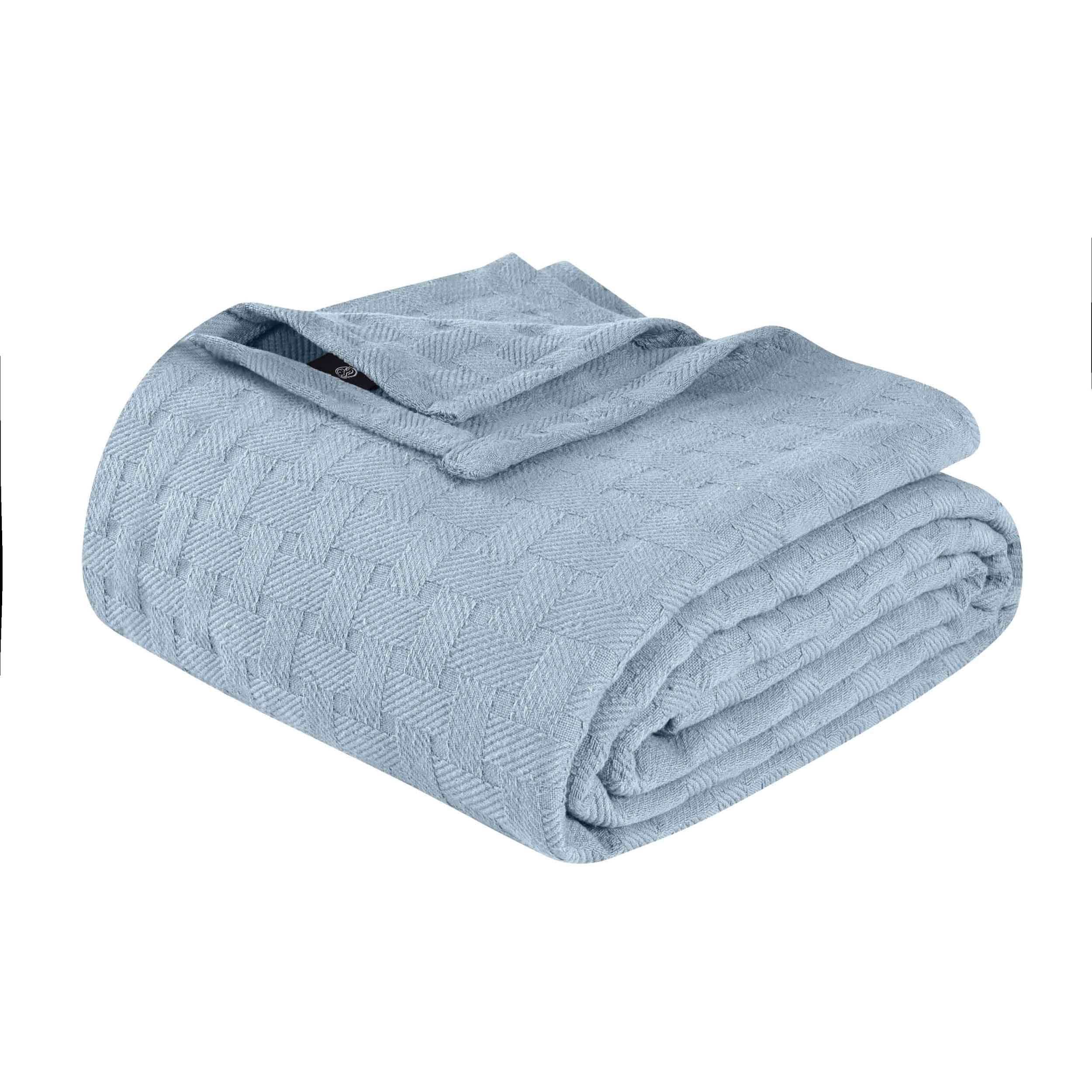 Soft Basketweave All-Season Cotton Bed Blanket & Sofa Throw - Lightweight Breathable Blanket for Bedroom, Living Room, Travel and Outdoor Use