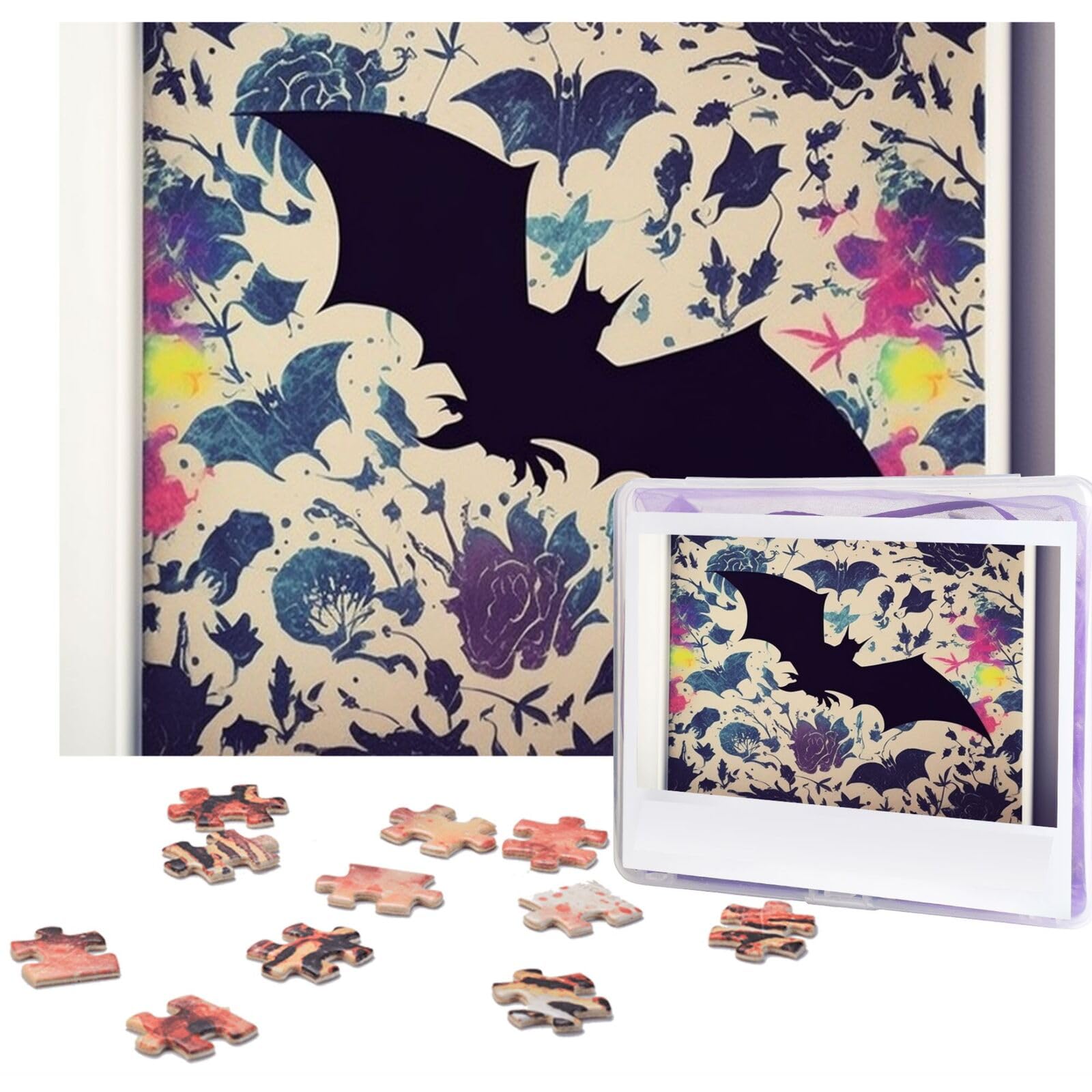 500-Piece Wooden Jigsaw Puzzle with Bat Print - Personalized Photo Puzzle for Adults - Classic Family Game for Wedding, Birthday & Valentine's Day Gifts (20.4