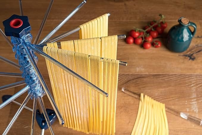 Stainless Steel Pasta Drying Rack - Blue Kitchen Organizer for Spaghetti, Fettuccine & Linguine | Perfect for Home Chefs & Italian Cooking Enthusiasts