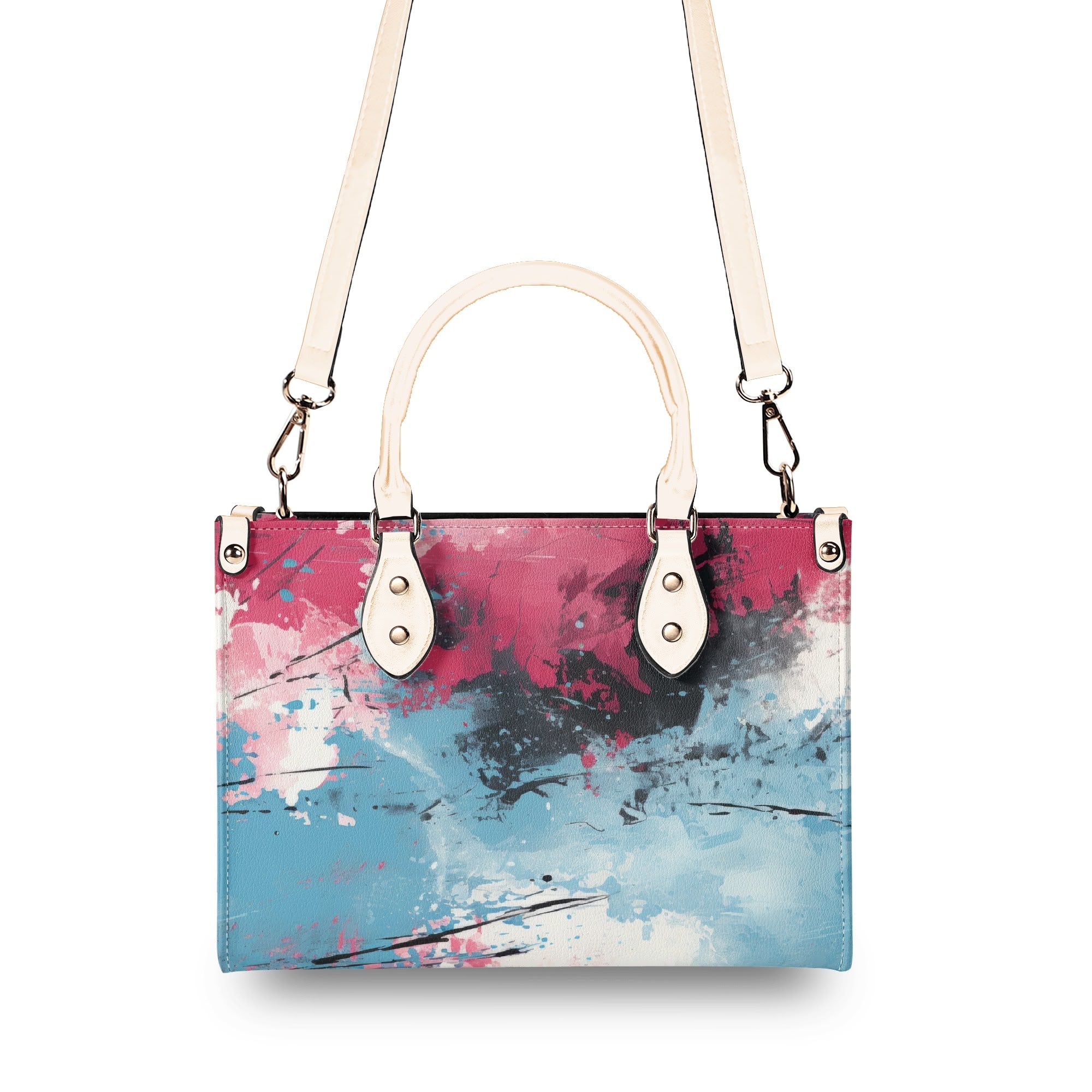 Gothic Pink and Blue PU Leather Handbag for Women - Stylish Crossbody Purse with Adjustable Strap, Perfect for Parties, Dating, and Daily Use