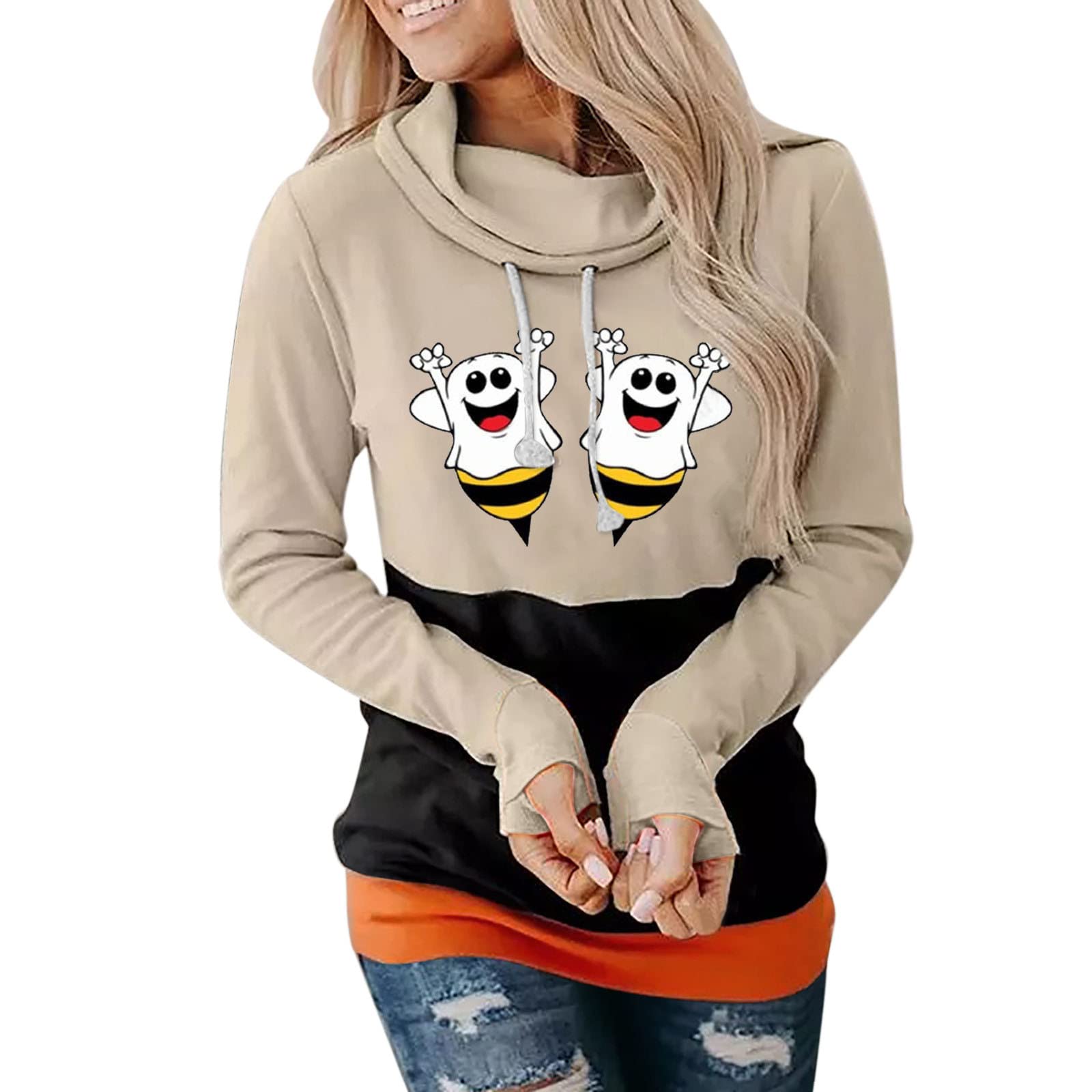 Women's Halloween Printed Snap Hoodie - Casual Long Sleeve Zip Up Pullover with Drawstring Hood | Perfect for Costume Parties, Fall Outfits & Cozy Loungewear