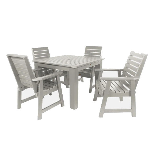 Weatherly 5-Piece Square Dining Table Set for Kitchen, Breakfast Nook & Small Space - Modern Indoor Outdoor Patio Furniture with 4 Chairs