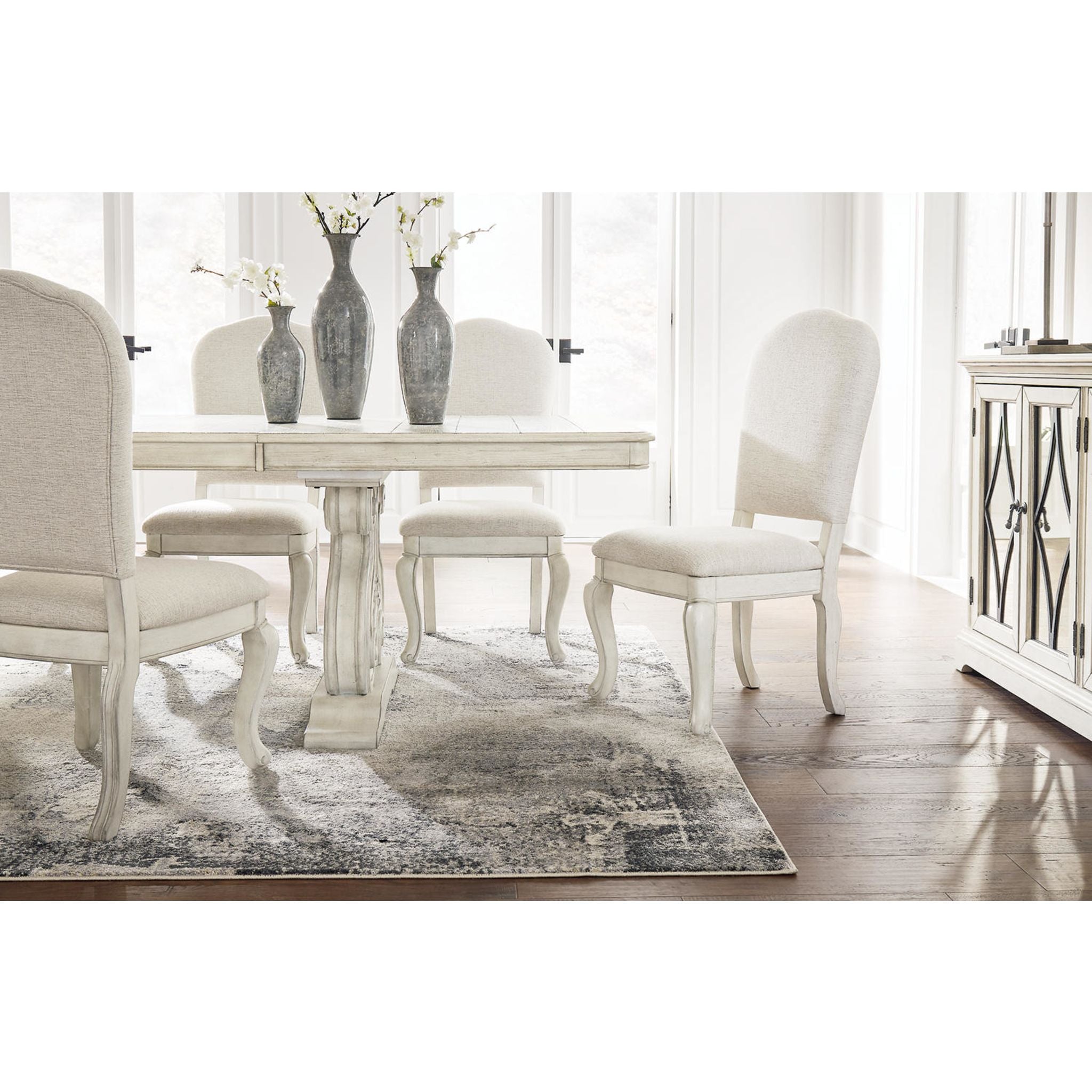 Arlendyne 5-Piece Modern Dining Set - Round Glass Table & 4 Upholstered Chairs for Kitchen, Breakfast Nook & Small Spaces