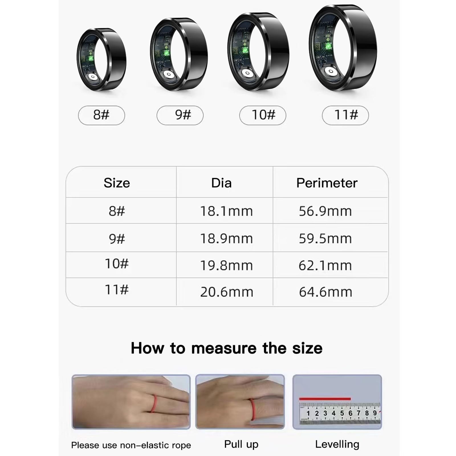 HitTopss Smart Ring – Fitness & Sleep Tracker for Men & Women, Heart Rate & Blood Oxygen Monitor, IP68 Waterproof, No App Subscription Needed (Silver, Size 9) – Perfect for Workouts, Sleep Analysis & Daily Health Tracking