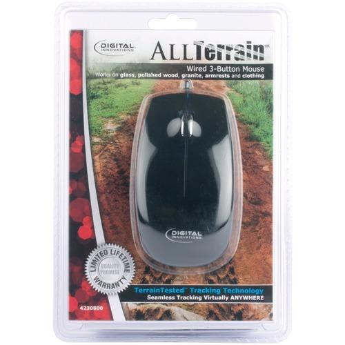 Digital Innovations 4230800 AllTerrain(TM) Wired Optical Mouse for PC, Laptop, Gaming & Office Use - Ergonomic Design with Durable All-Terrain Tracking