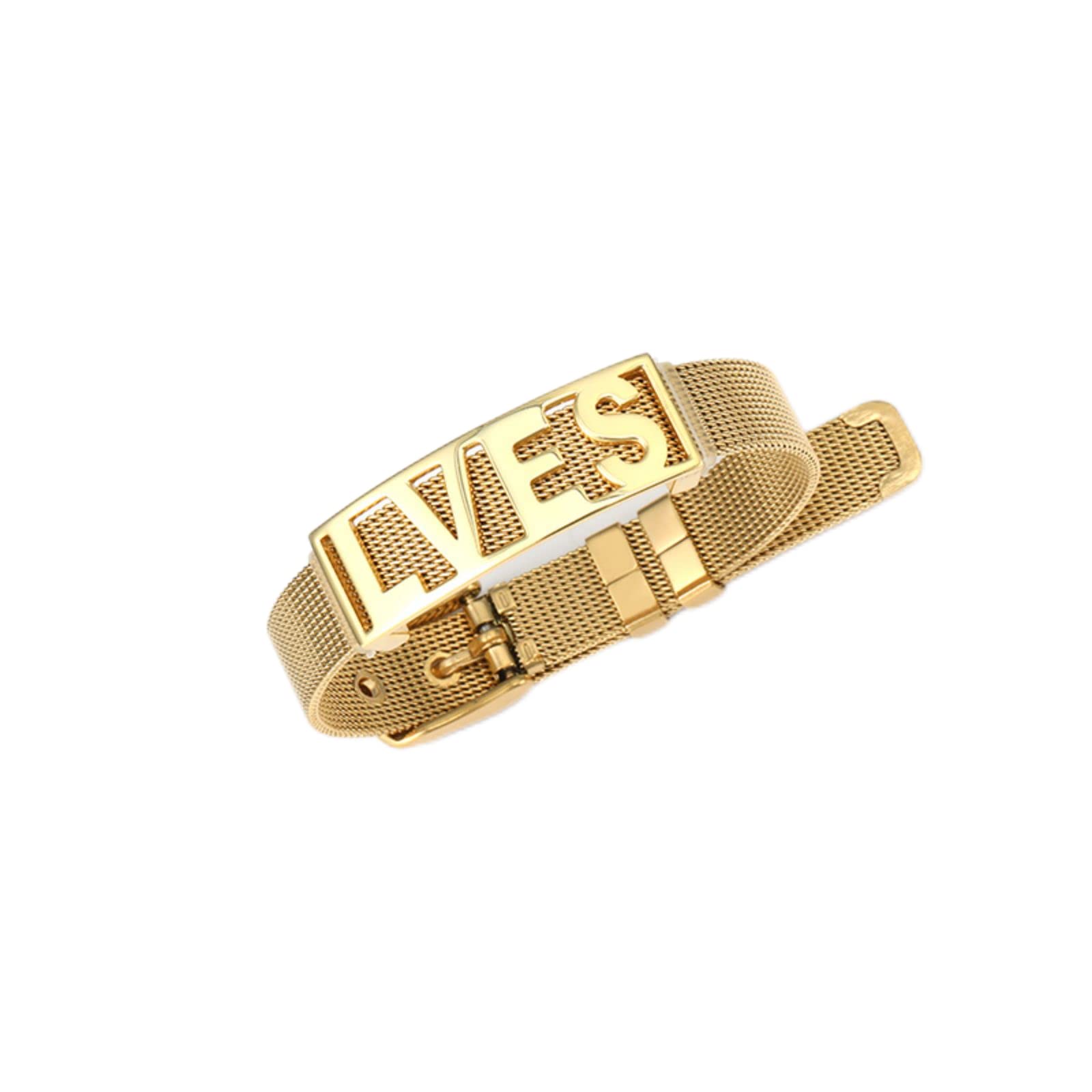 Personalized Men's Bracelet with Name Engraving - Gold Stainless Steel Adjustable Bangle Watch Band - Custom Message Jewelry Gift for Dad, Father's Day, Birthday - Perfect for Everyday Wear, Office & Special Occasions