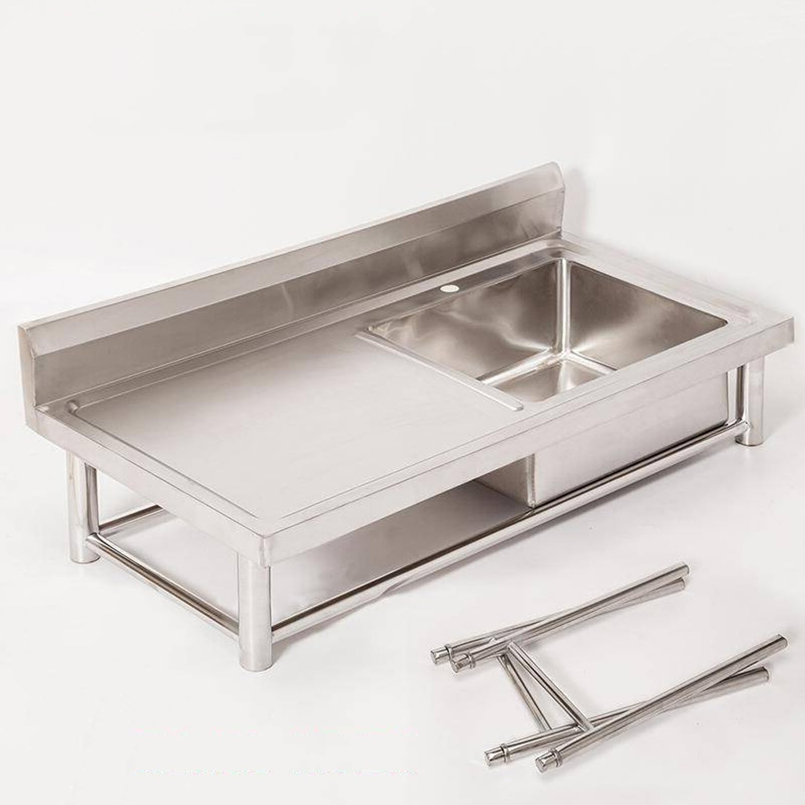 304 Stainless Steel Kitchen Utility Sink with Faucet - 1 Compartment Portable Sink for Restaurant, RV, Camping - Indoor & Outdoor Use (47.2