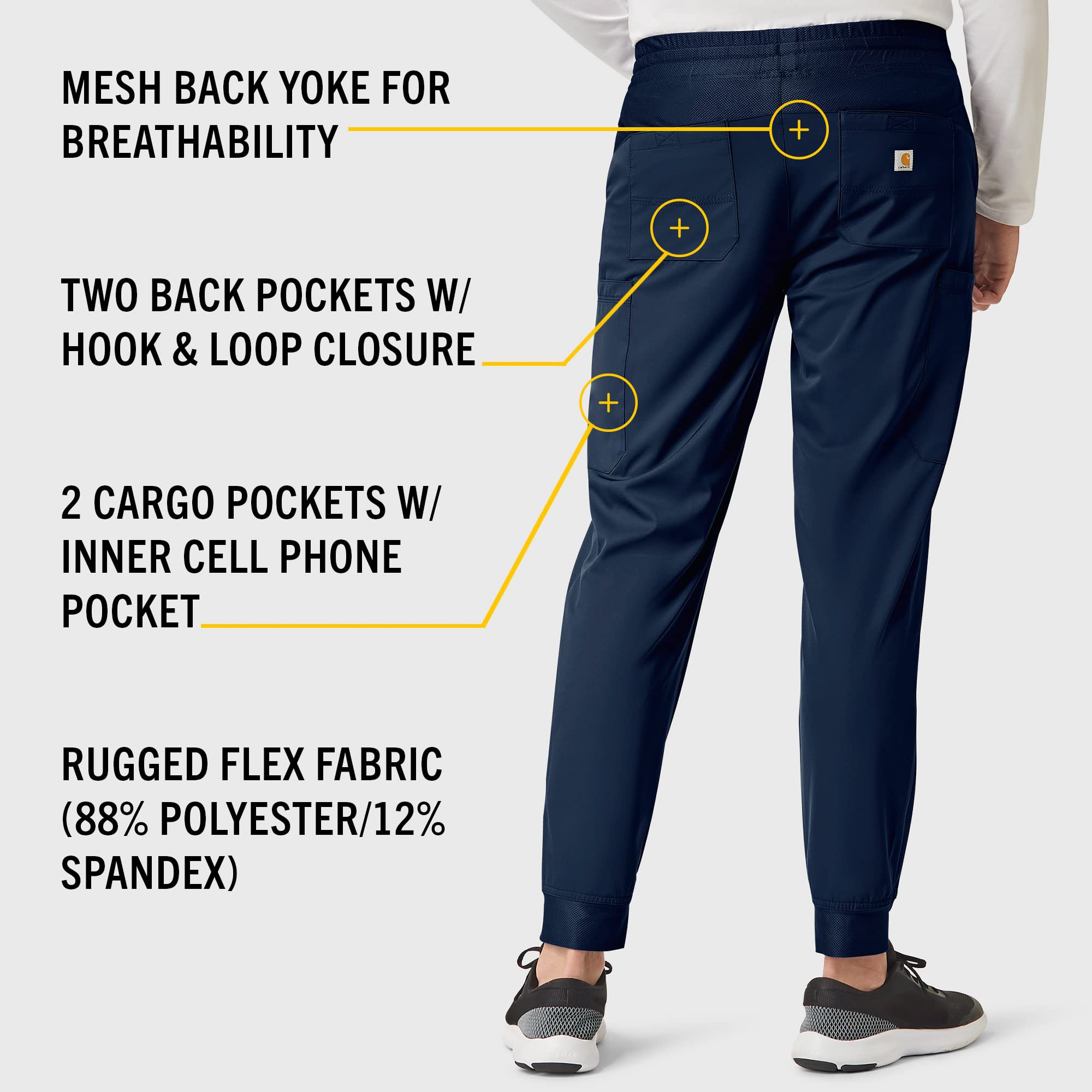 Carhartt Men's Comfort Cargo Jogger Pants - Durable Workwear with Utility Pockets for Construction, Hiking & Outdoor Activities