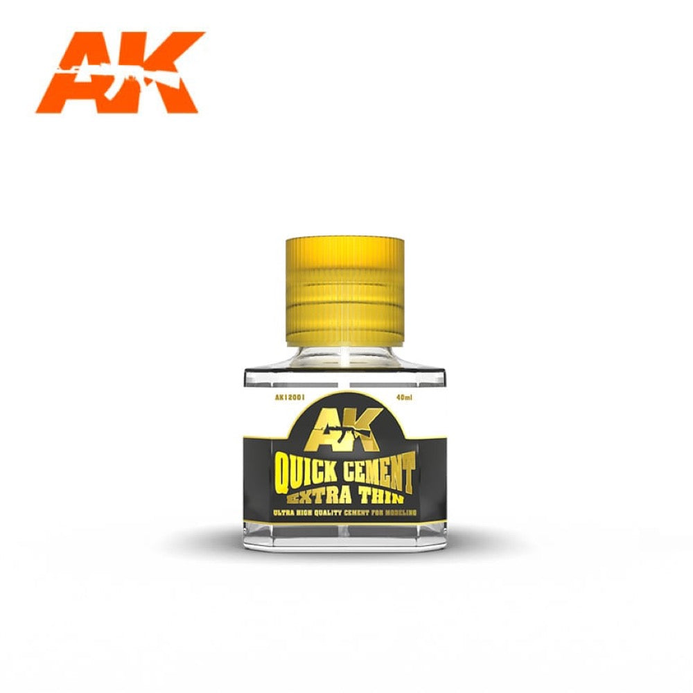 AK Interactive AK12001 Extra Thin Quick Setting Plastic Model Glue Cement - 40mL for Scale Models, Miniatures & DIY Crafts | Fast-Drying Adhesive for Hobbyists