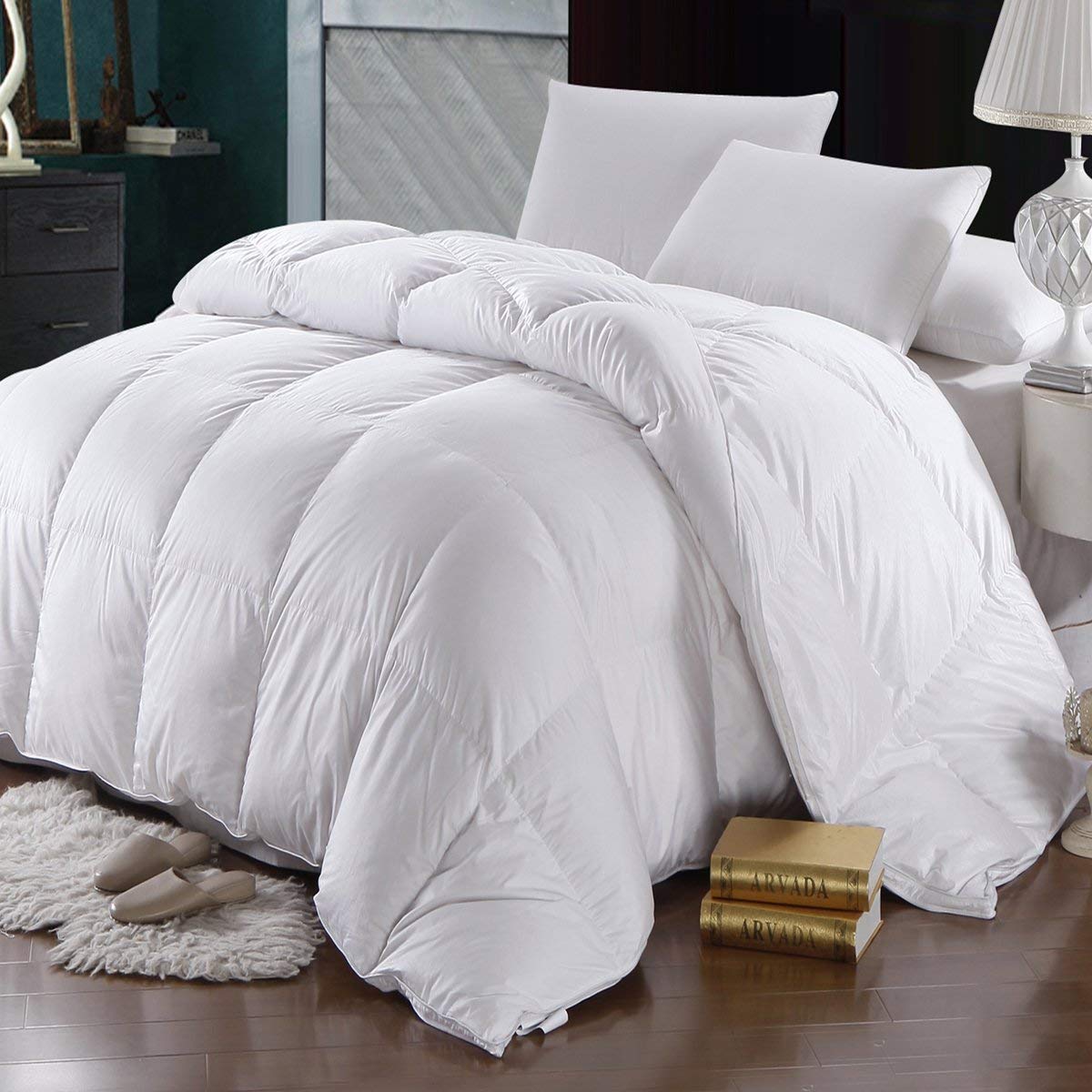 Premium 100% Cotton Down Alternative Comforter Set - 500 GSM Queen/Full Size with Corner Tabs | Ultra Soft & Fluffy Winter Bedding | Includes 2 Pillow Cases (3-Piece Set, White) | Perfect for Cozy Bedrooms, Guest Rooms & Cold Weather Comfort