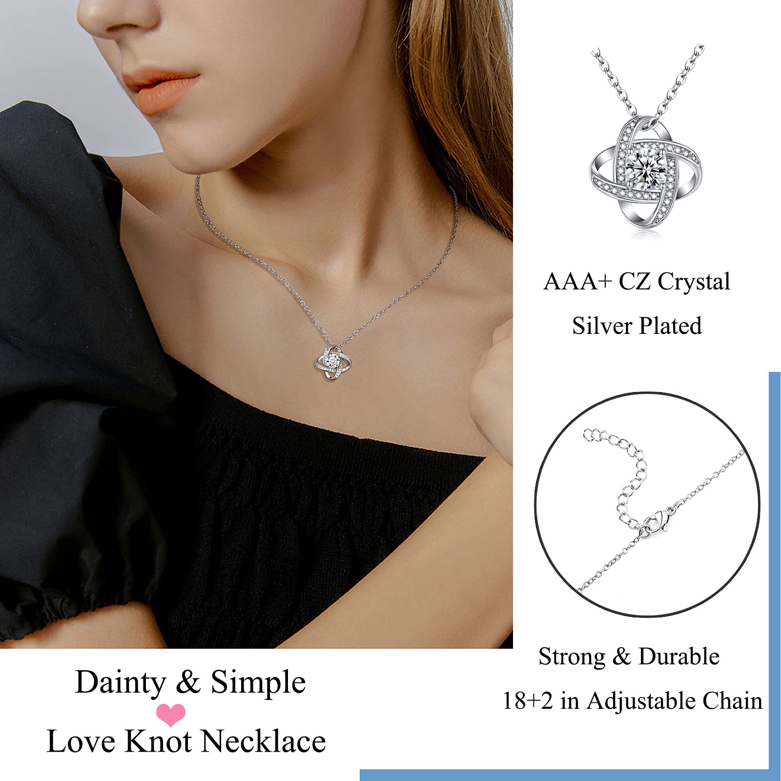 Soulmate Love Knot Necklace for Women - Romantic Jewelry Gift for Girlfriend, Wife, Birthday, Wedding, Anniversary - Perfect for Valentine's Day & Special Occasions