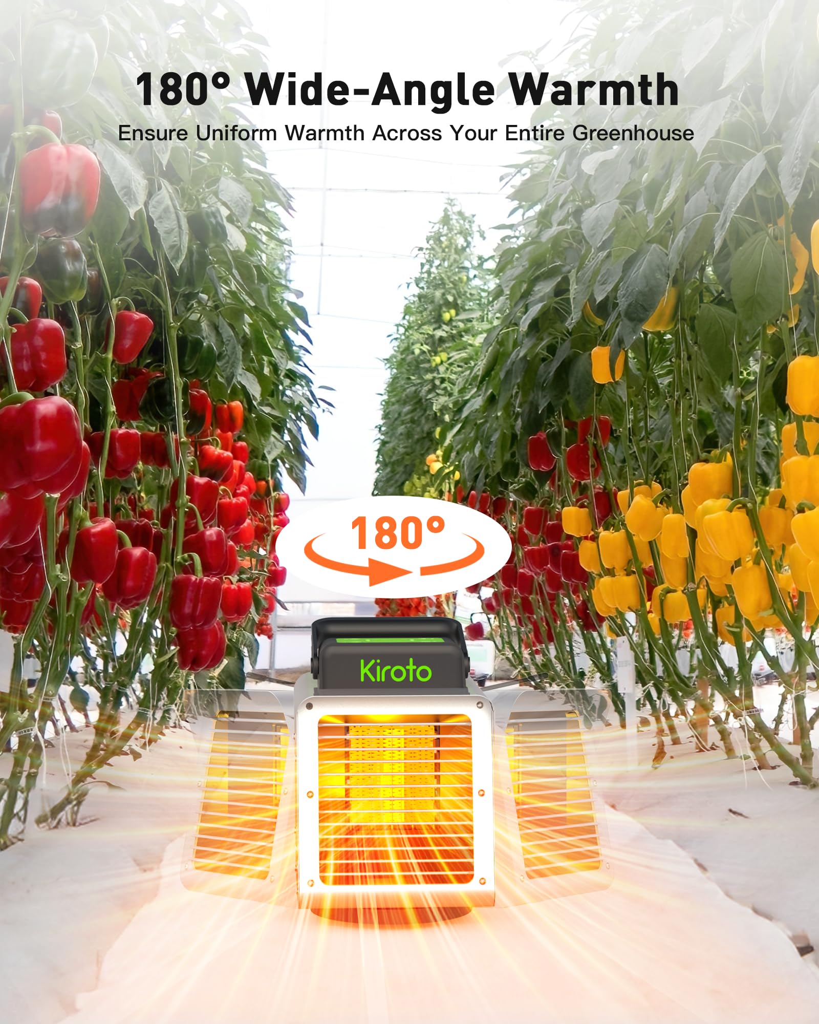 1500W Smart Greenhouse Heater with Thermostat & APP Remote Control - Portable Electric Heater for Plants, Vegetables, Flowers - Safe Indoor/Outdoor Use for Greenhouses, Grow Tents, Garages, and Home Gardens