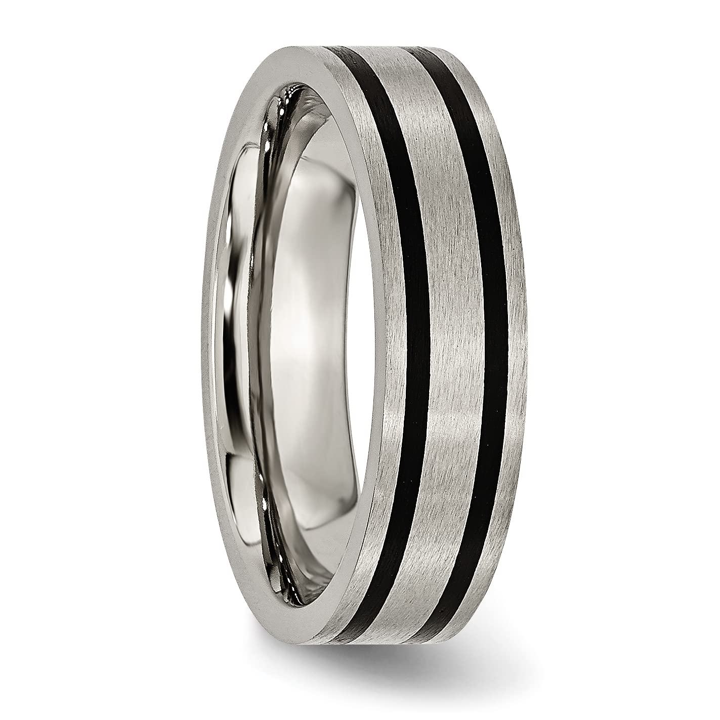 IceCarats Titanium Black 6mm Wedding Band Ring for Men - Durable & Comfortable Wedding Ring for Grooms, Engagement, Anniversary - Perfect for Everyday Wear & Special Occasions