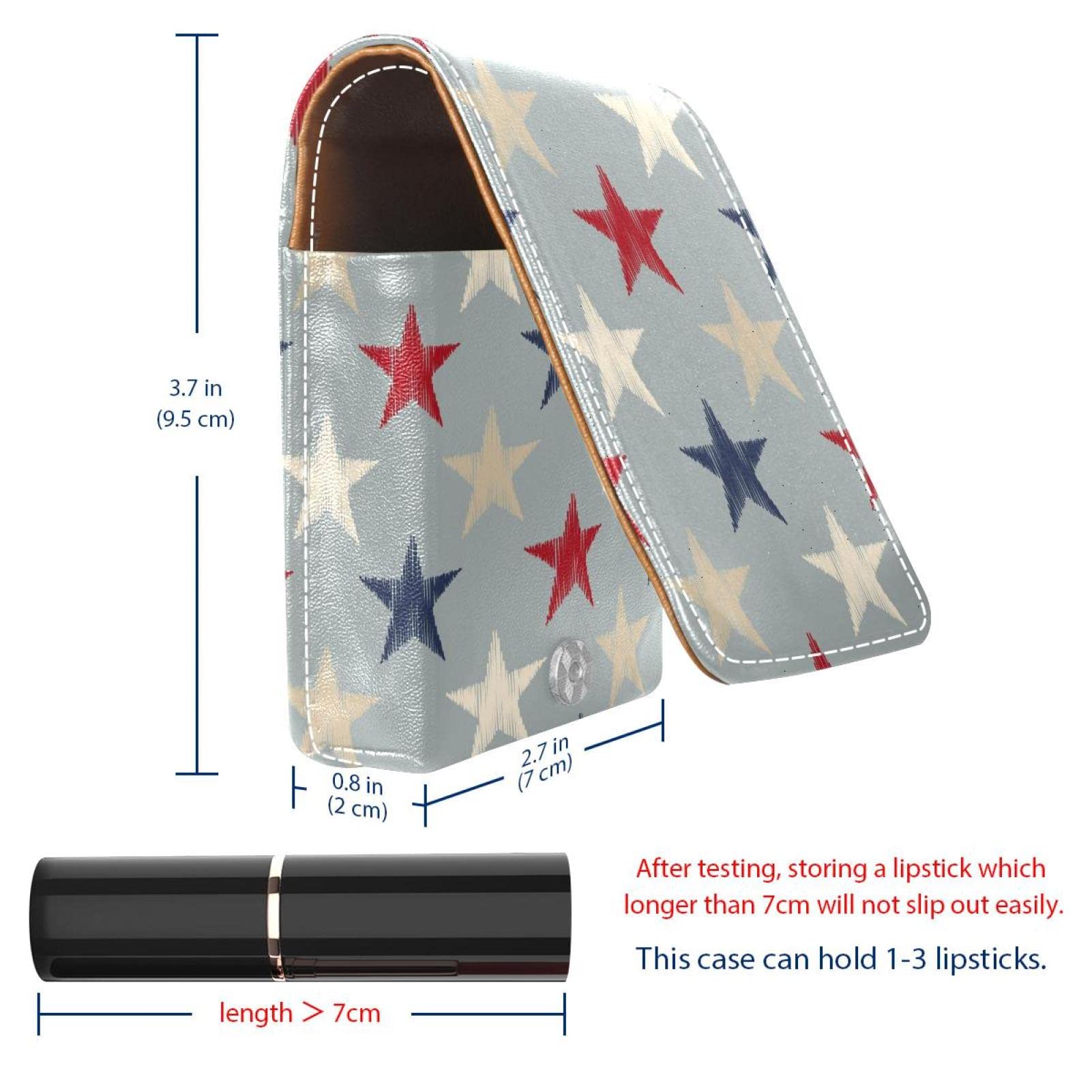 Personalized Lipstick Case - Portable Makeup Bag & Cosmetic Pouch Organizer with Geometric Retro Stars Pattern - Perfect for Travel, Home Storage, and Gift Giving