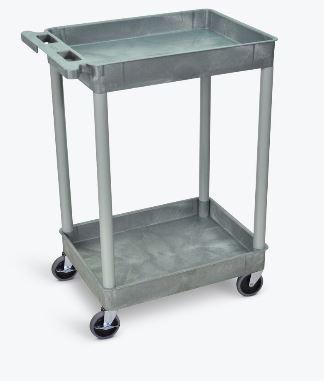 Luxor 2-Shelf Gray Utility Cart with Wheels - Heavy Duty Rolling Storage Cart for Kitchen, Bathroom, Office, or Garage Organization