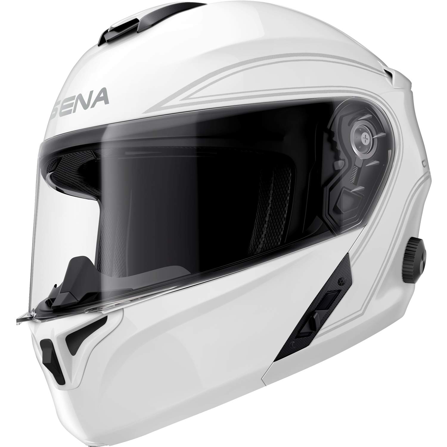 Sena Outrush Modular Smart Helmet - Bluetooth Motorcycle Helmet with Built-in Speakers & Mic (Gloss White, Large) - Perfect for Commuting, Touring & Adventure Riding (OUTRUSH-GW00L)