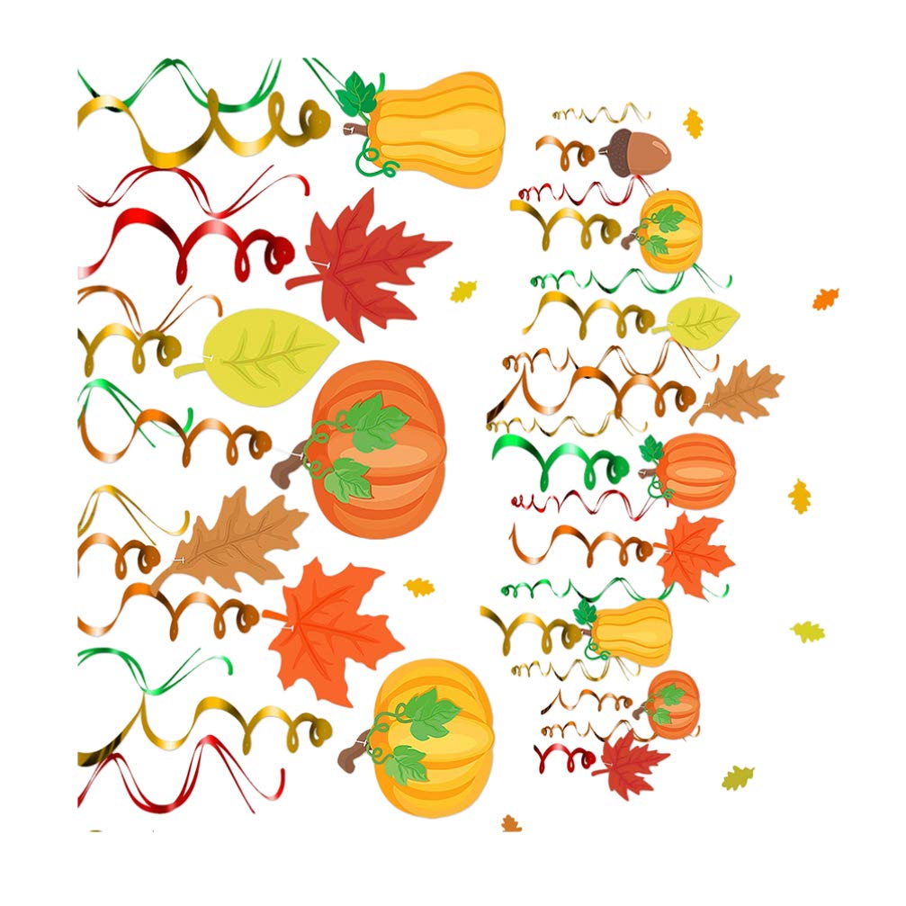 1 Set Fall Maple Swirl Party Decorations - Thanksgiving & Birthday Hanging Swirl Garland, Rotating Pumpkin Streamers for Party, Home, and Seasonal Decor